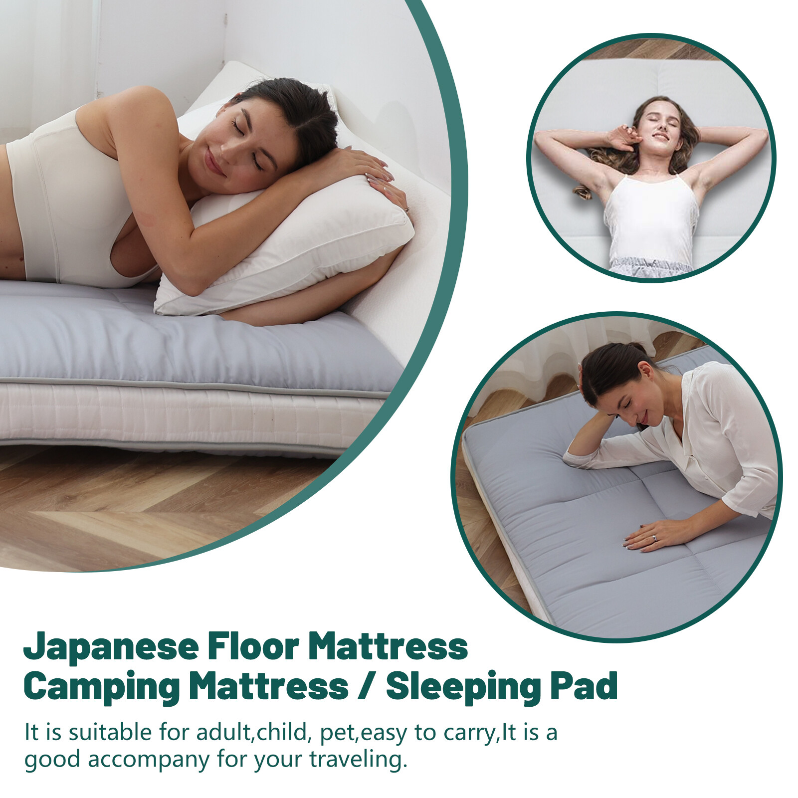 NAIZEA 4″ Thicken Tatami Mat Sleeping Pad Foldable Roll Up Mattress Japanese Pad