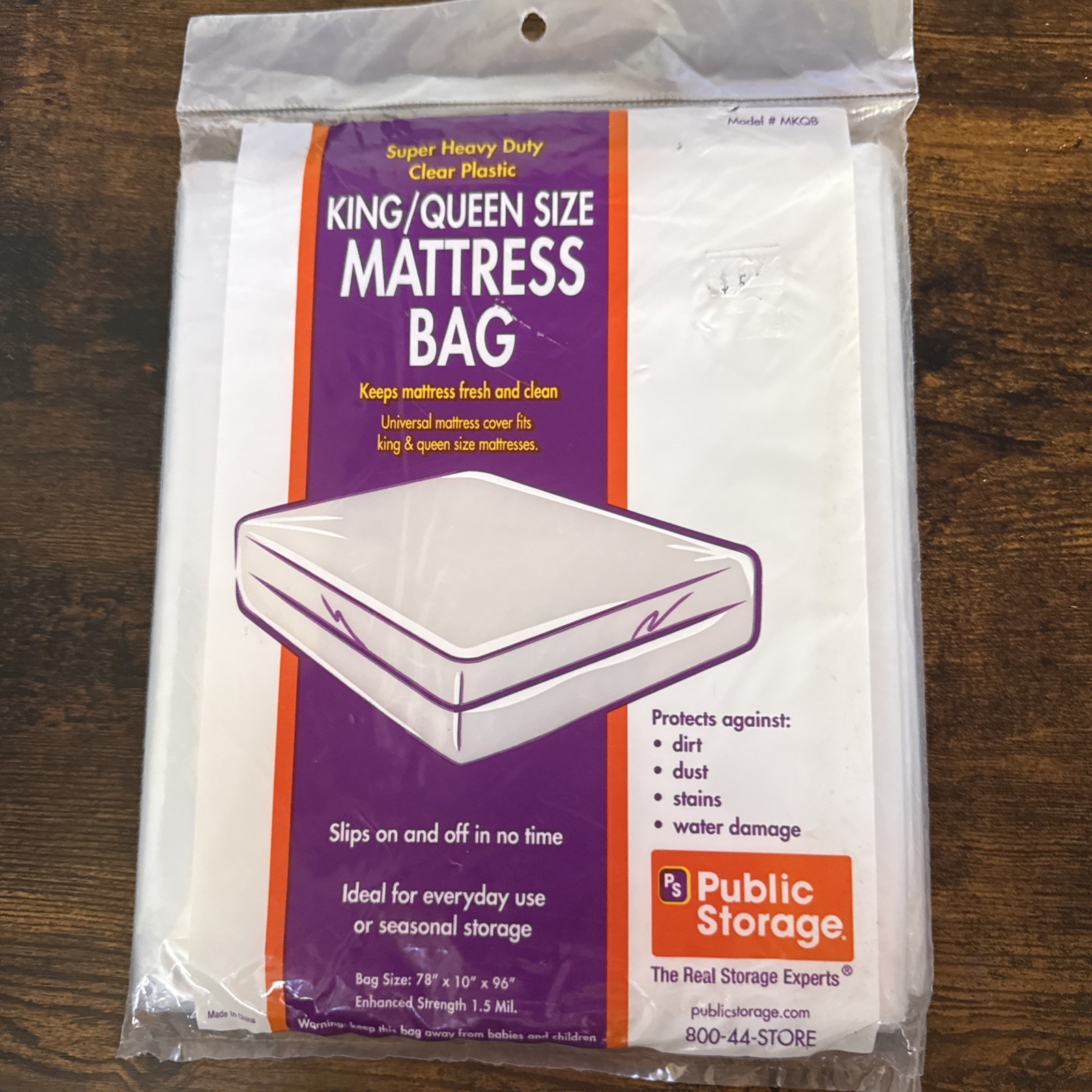 Super Heavy Duty Clear Plastic King/ Queen Size Mattress Bag – #MKQB New Sealed