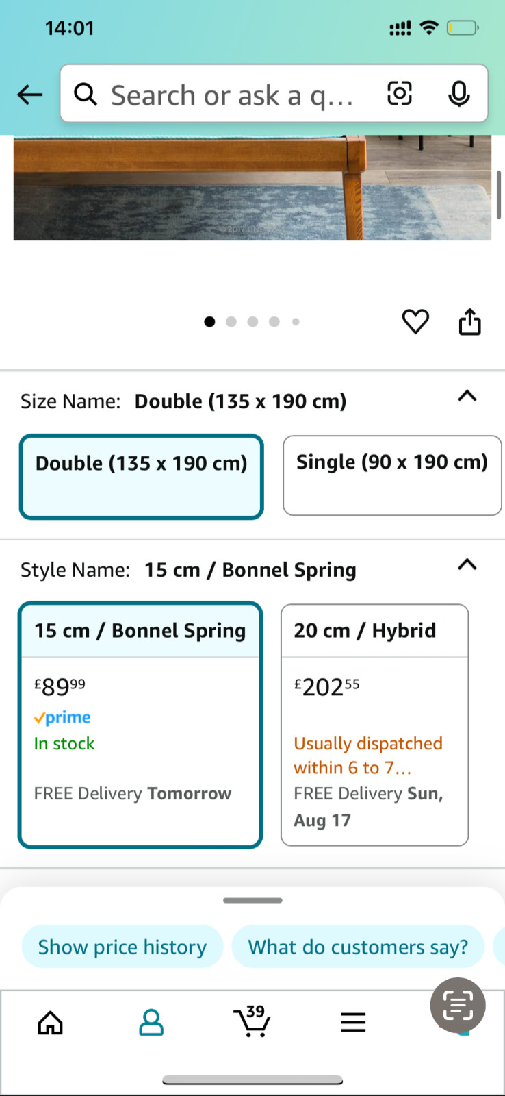linenspa double size firm mattress with free bed frame