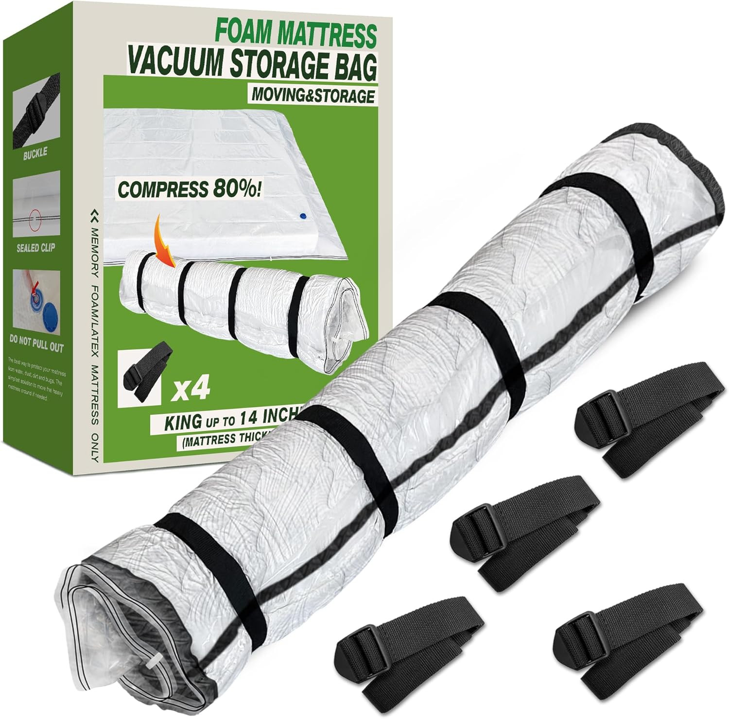 Queen Size Mattress Vacuum Bag for Memory Foam/Latex Mattress Upto 14 Inch, Movi