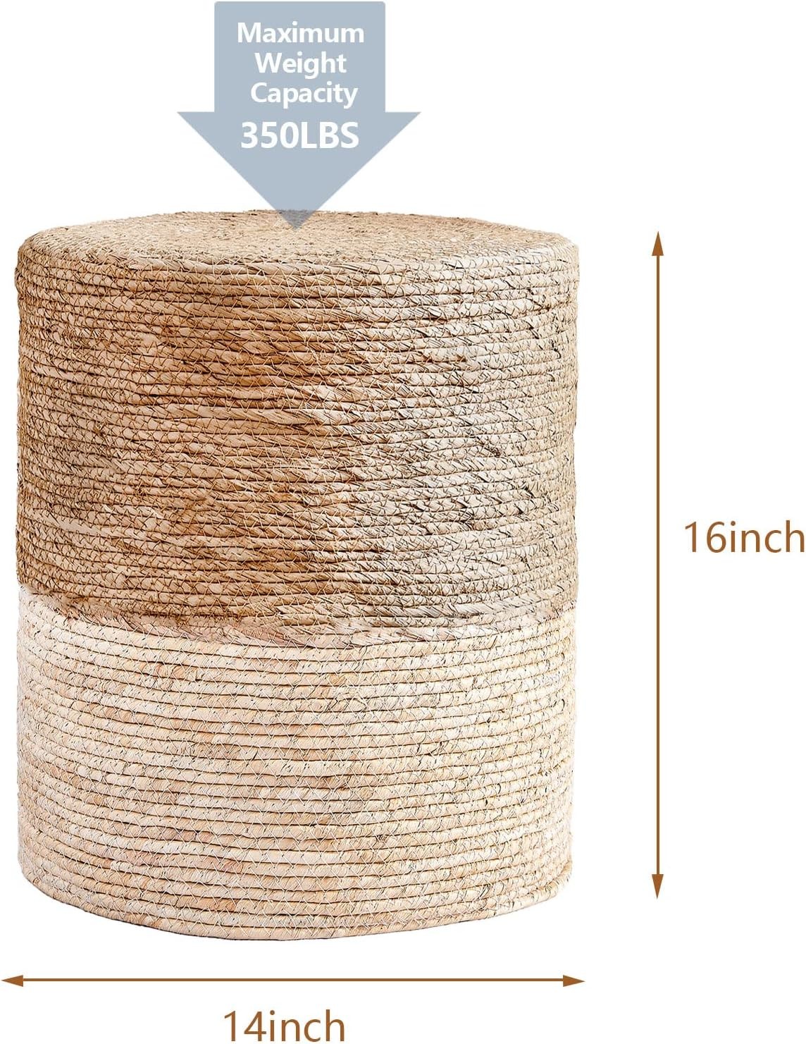 Pouf Ottoman, Handwoven Seagrass Braided Pouffe, Boho Decor Floor
