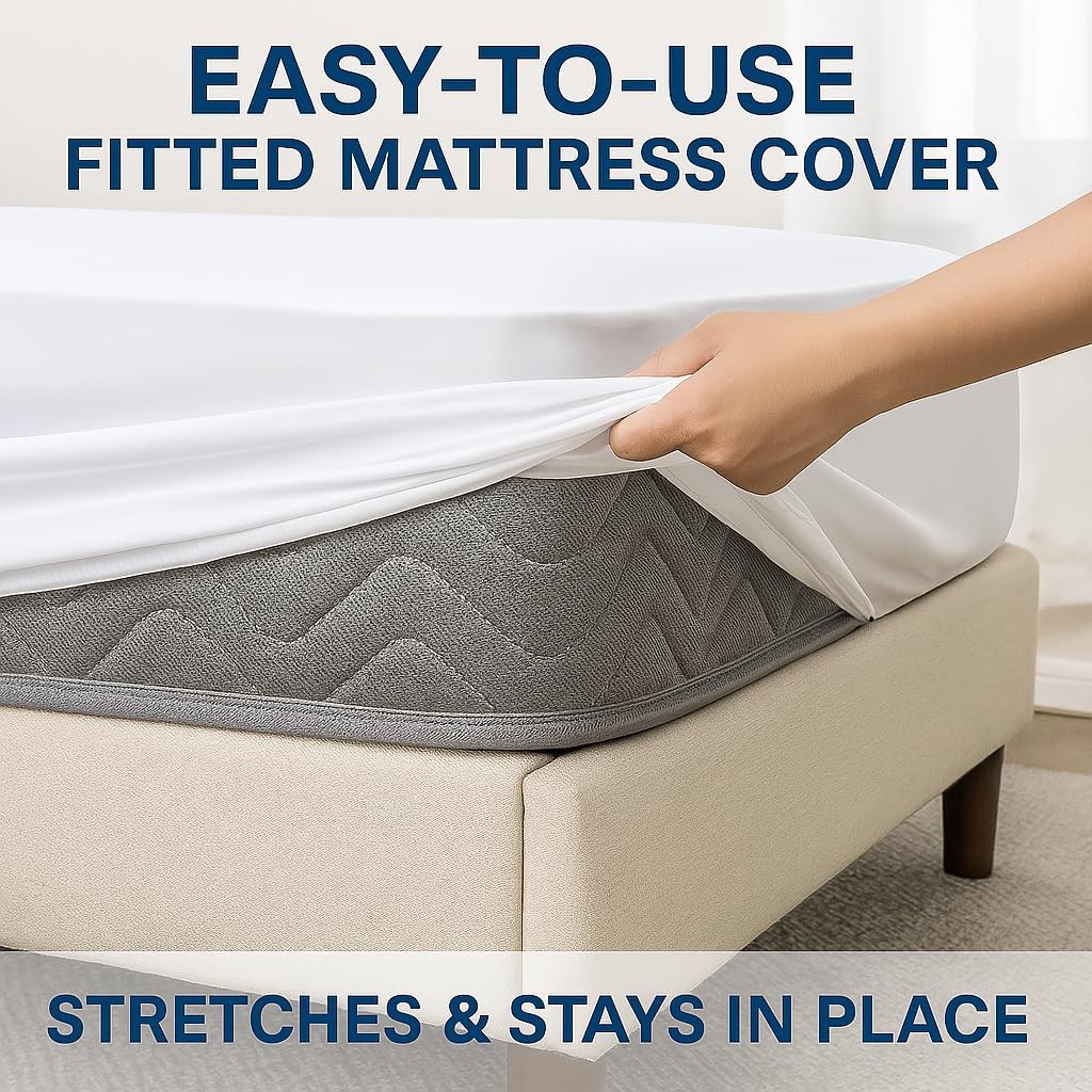 Vinyl Plastic Mattress Protector Fitted Twin 76″ x 39″ x 11.5″ Deep, White