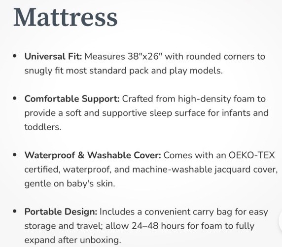 NEW SEALED pack And Play 38x26x1 Mattress With Removable Cover