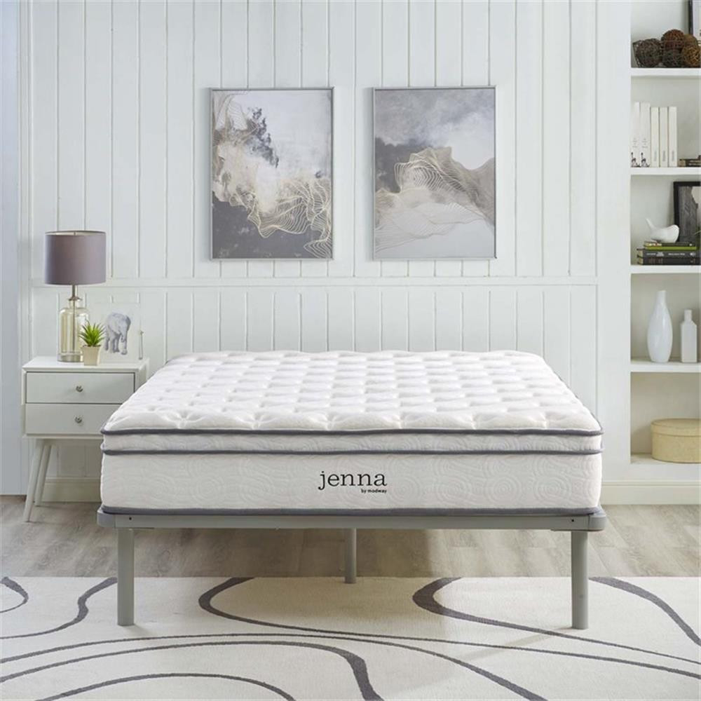 Bowery Hill 10″ Modern Innerspring and Foam Queen Mattress in White