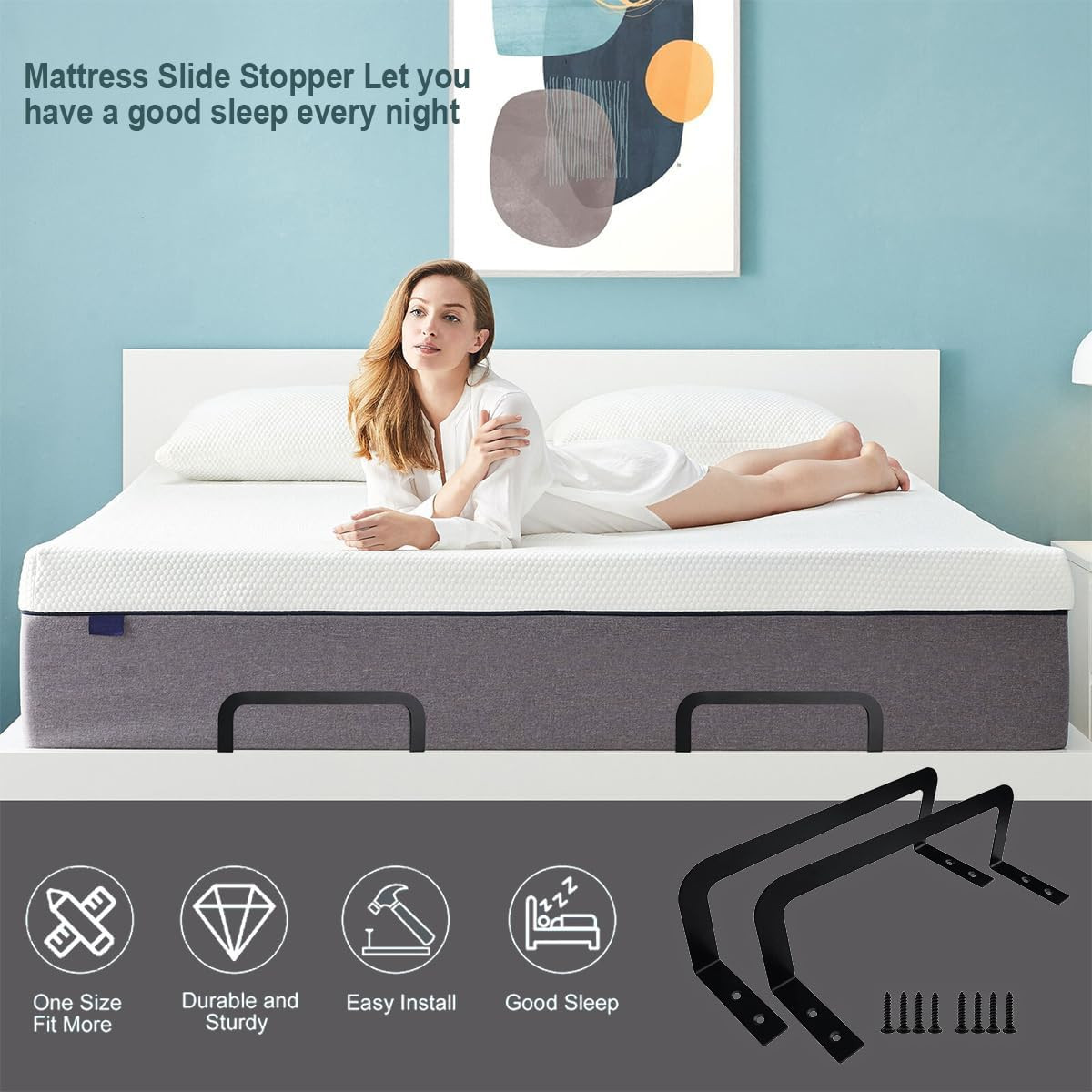 4 Pieces of Mattress Slide Stopper,Suitable for Adjustable Beds,Platform Beds,Rv