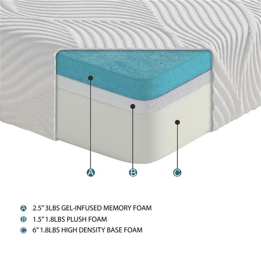 Pemberly Row 10″ Fabric Eastern King Gel Memory Mattress in White