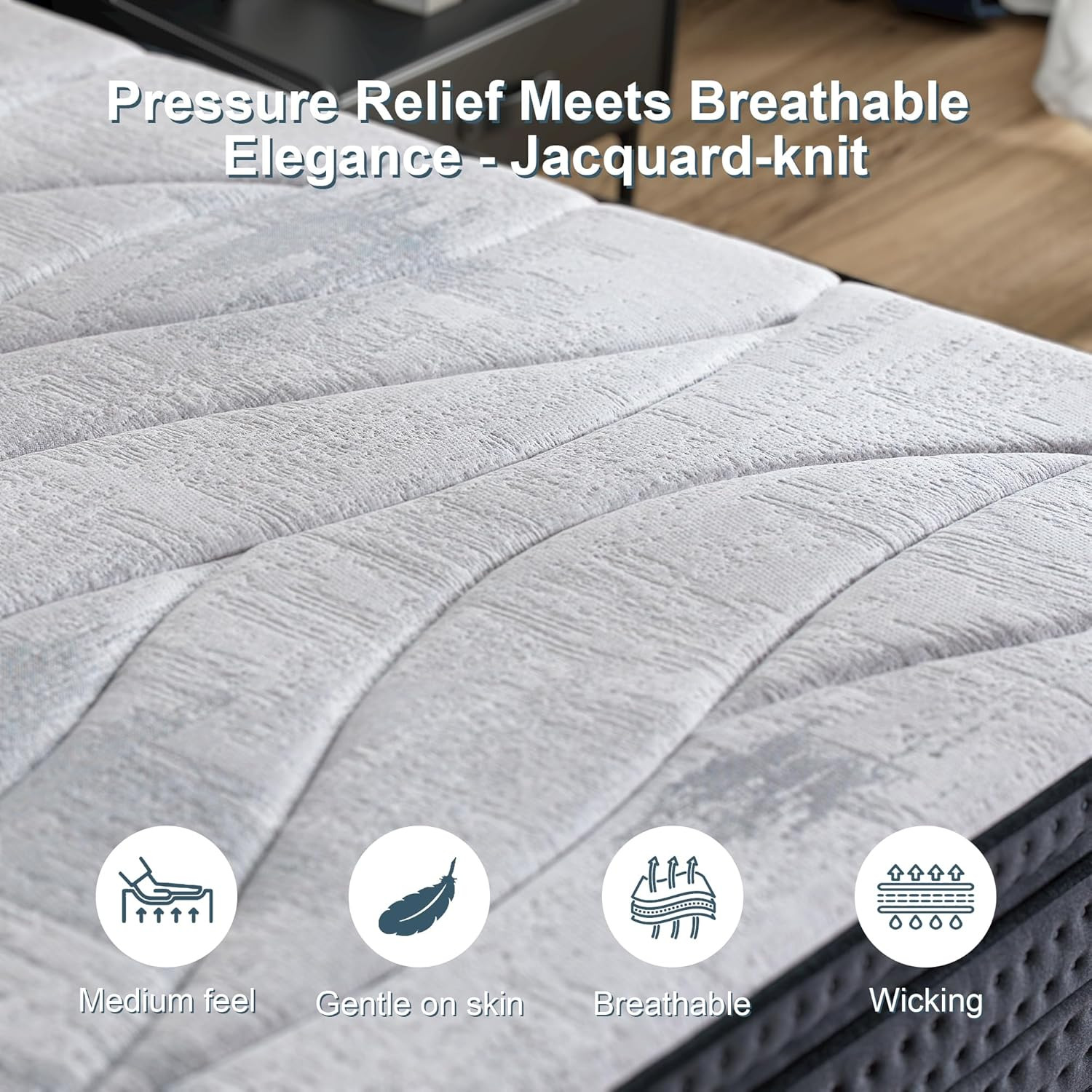 14″ Medium Plush Queen Memory Foam Hybrid Mattress with Strong Edge Support