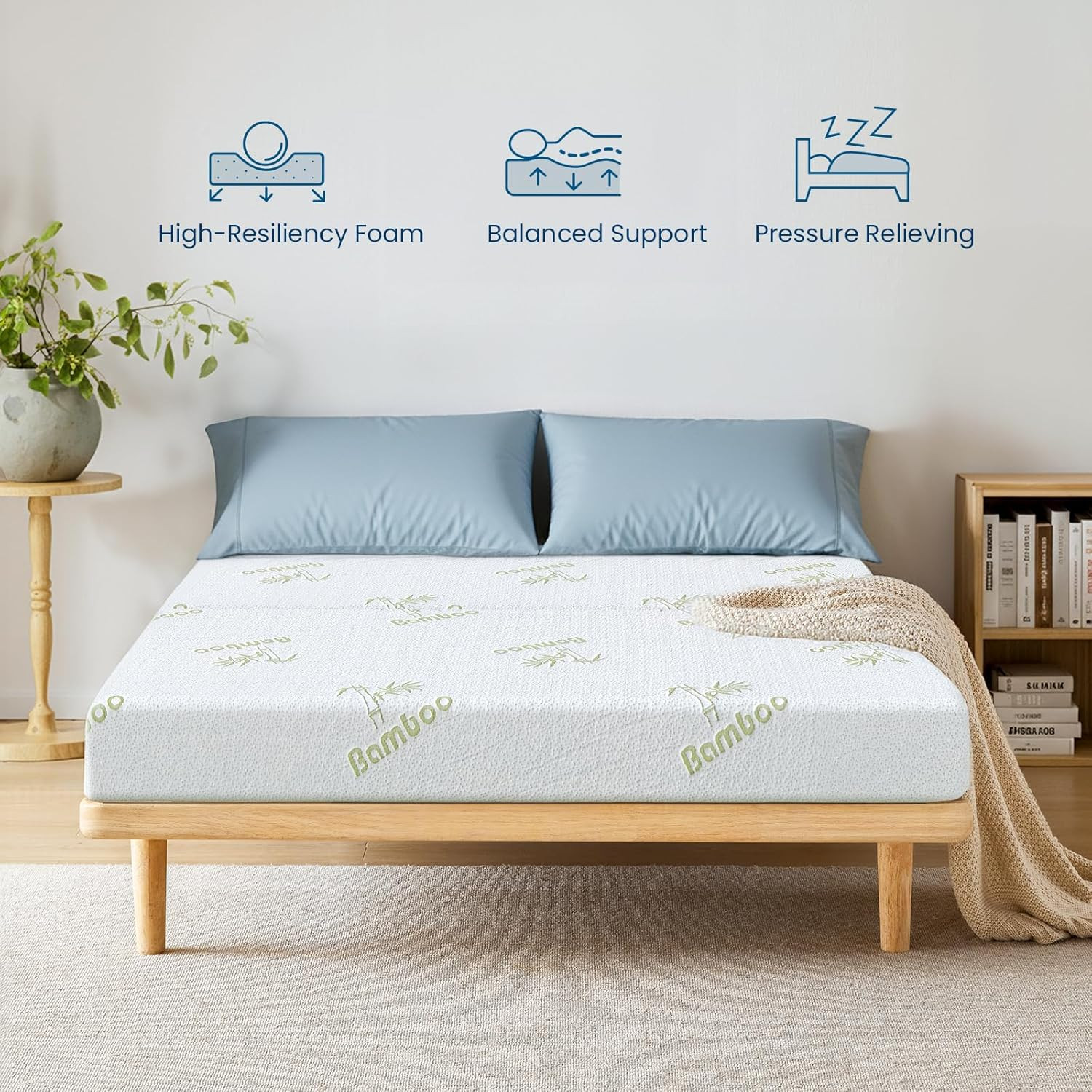 Trifold Mattress Queen Size, 6 Inch, Portable Folding Mattress with Memory Foam,