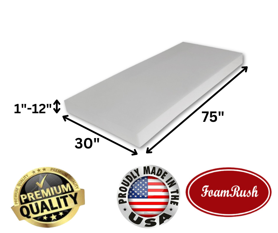 FoamRush Bunk( 30″ x 75″) High Density Foam Mattress Replacement Medium Firm USA