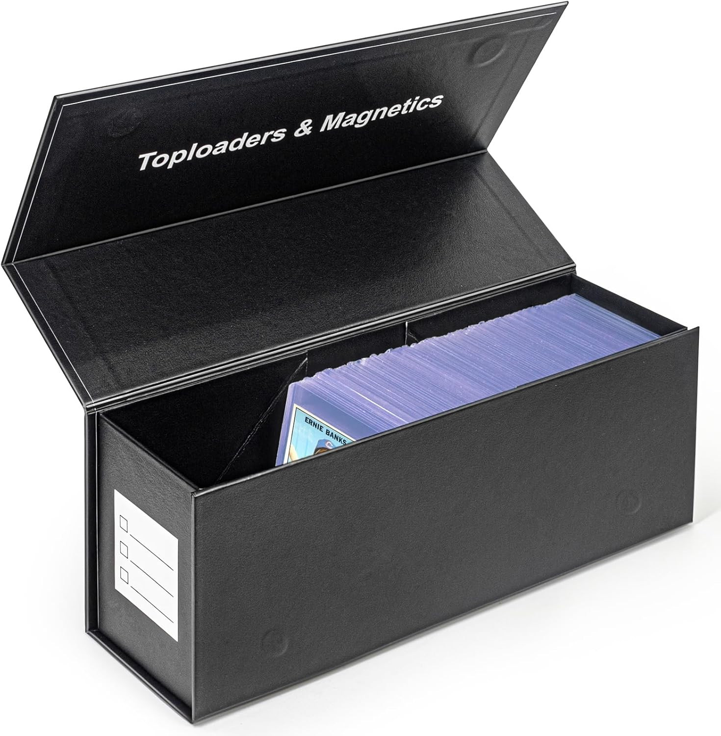 Trading Card Storage Box Magnetic Closure Fits Top Loaders Card Holders Blk