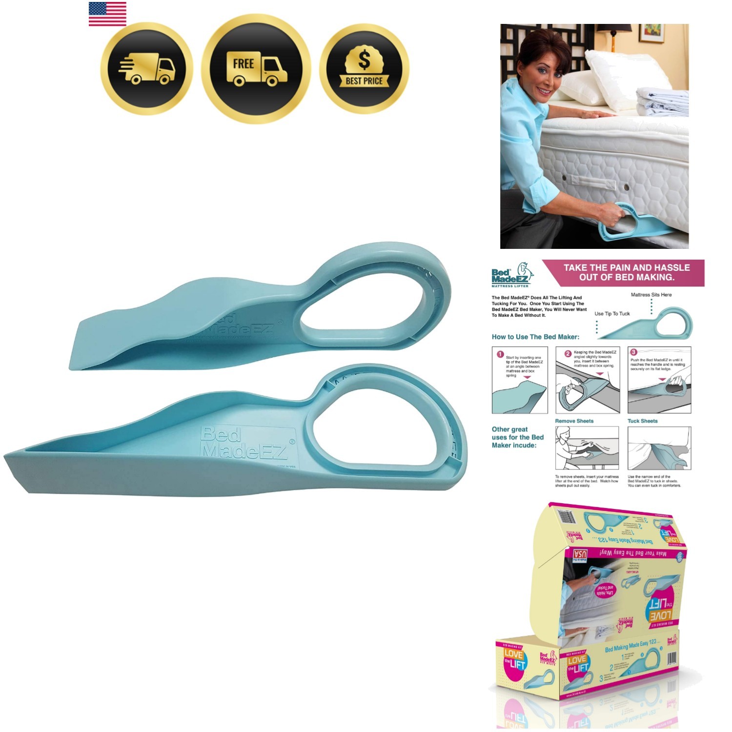 Mattress Lifter Tool 2 Pack Bed Making Ease Back Friendly Lightweight
