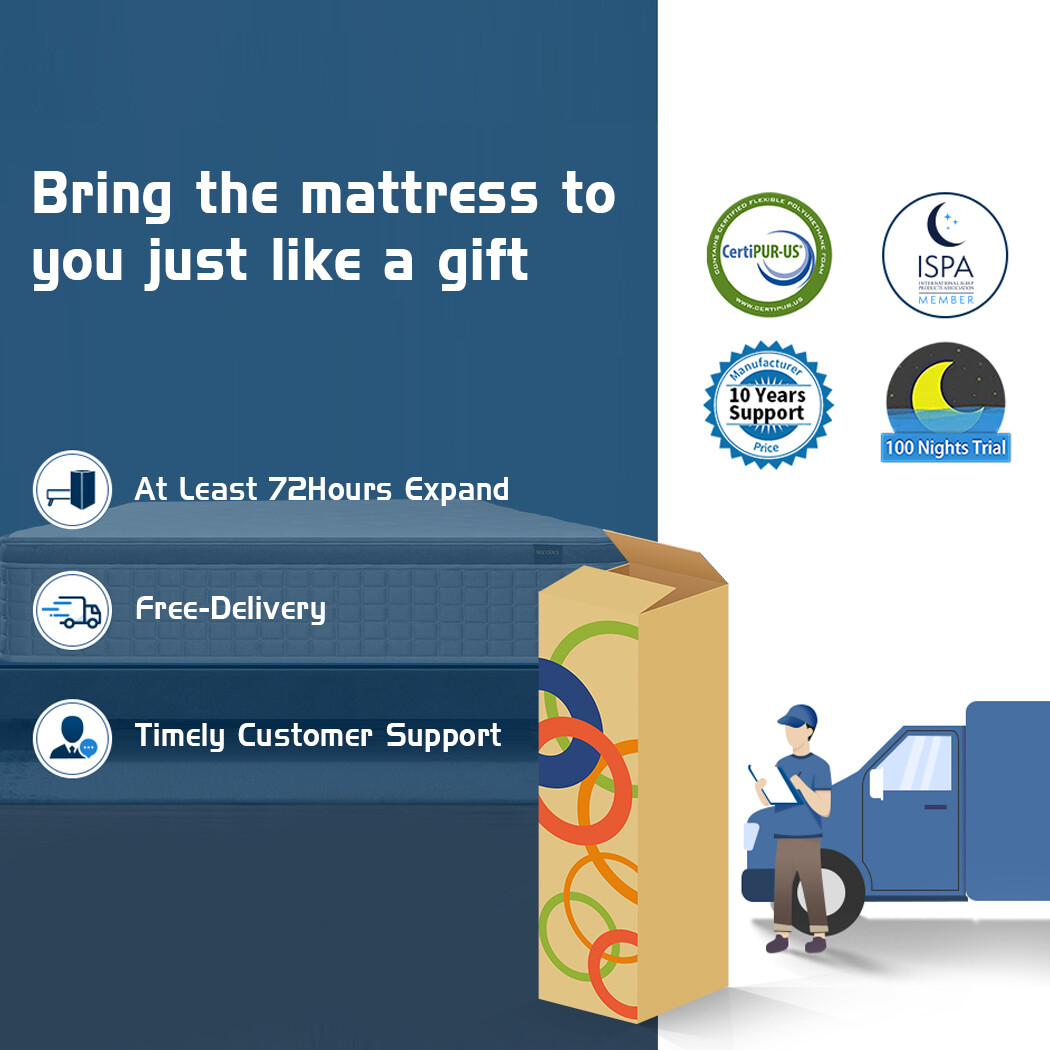 12″ 14″ Mattress in A Box Pocket Spring Memory Foam Twin Full Queen King Size