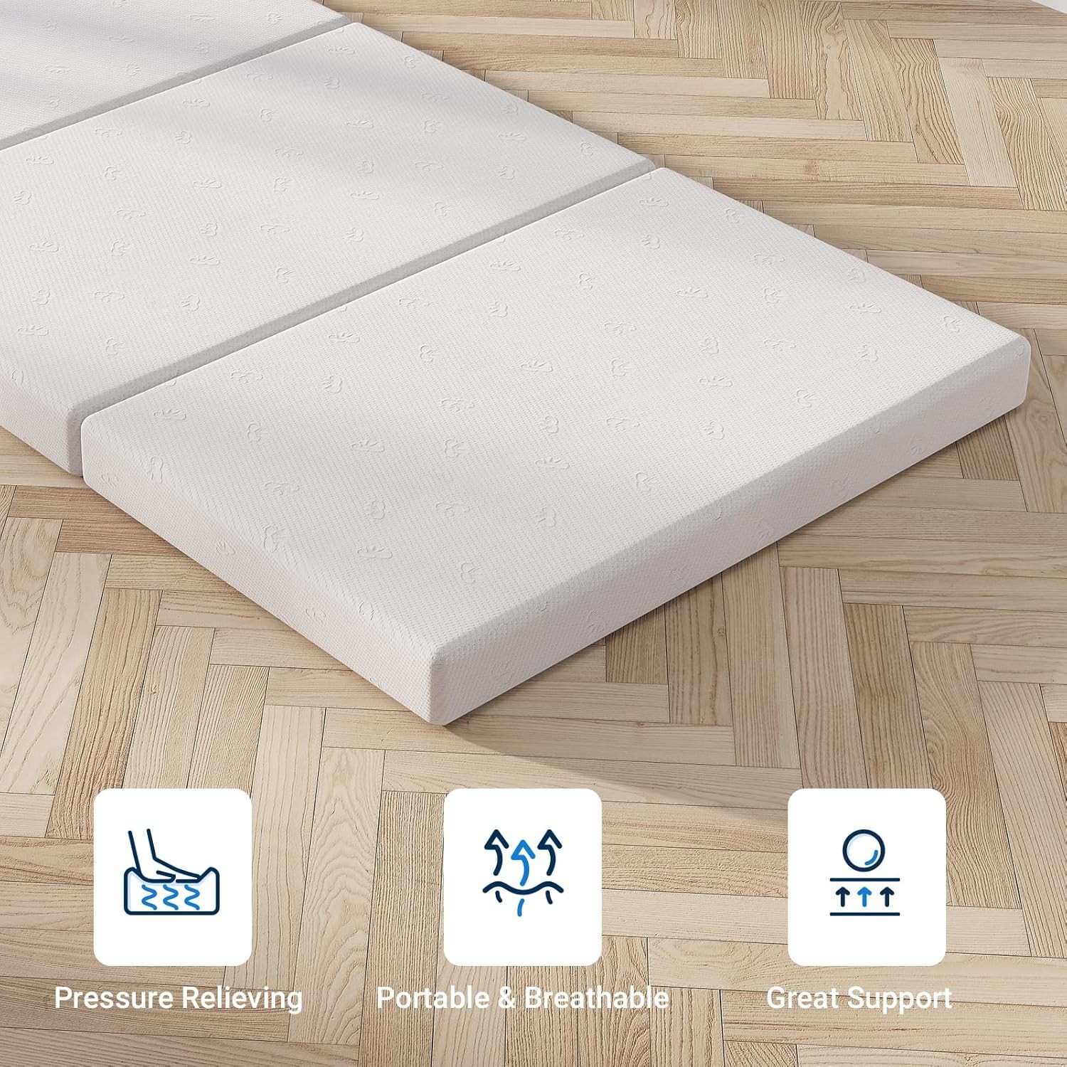 Avenco 4″ Tri-fold Memory Foam Mattress – Single Size Portable Folding Floor Mat