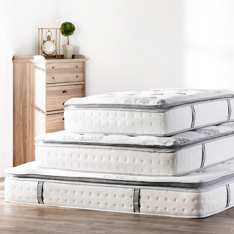 King 12in Medium Firm Pillow Top Hybrid Mattress in a Box