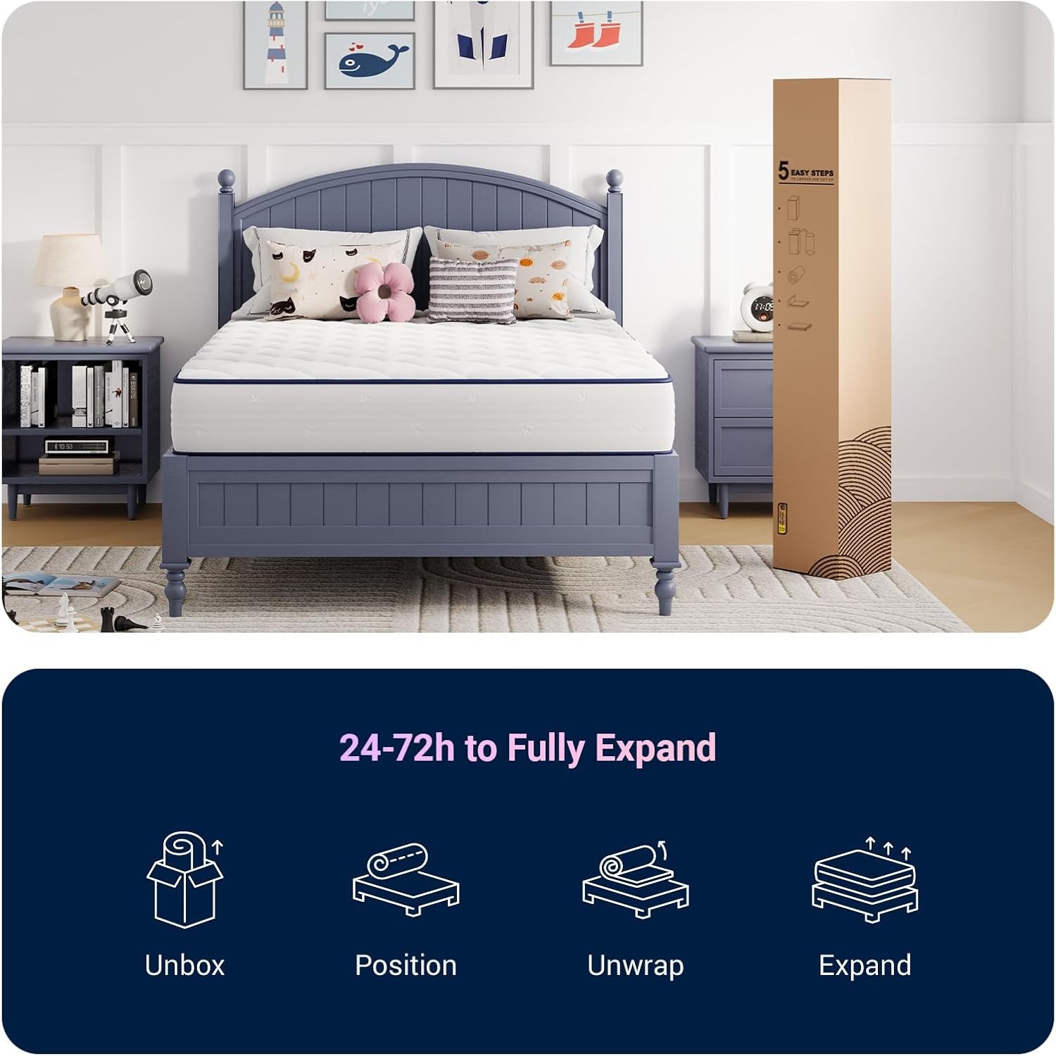 6 Inch Twin Mattress Foam & Spring Hybrid Mattresses in a Box Medium Soft