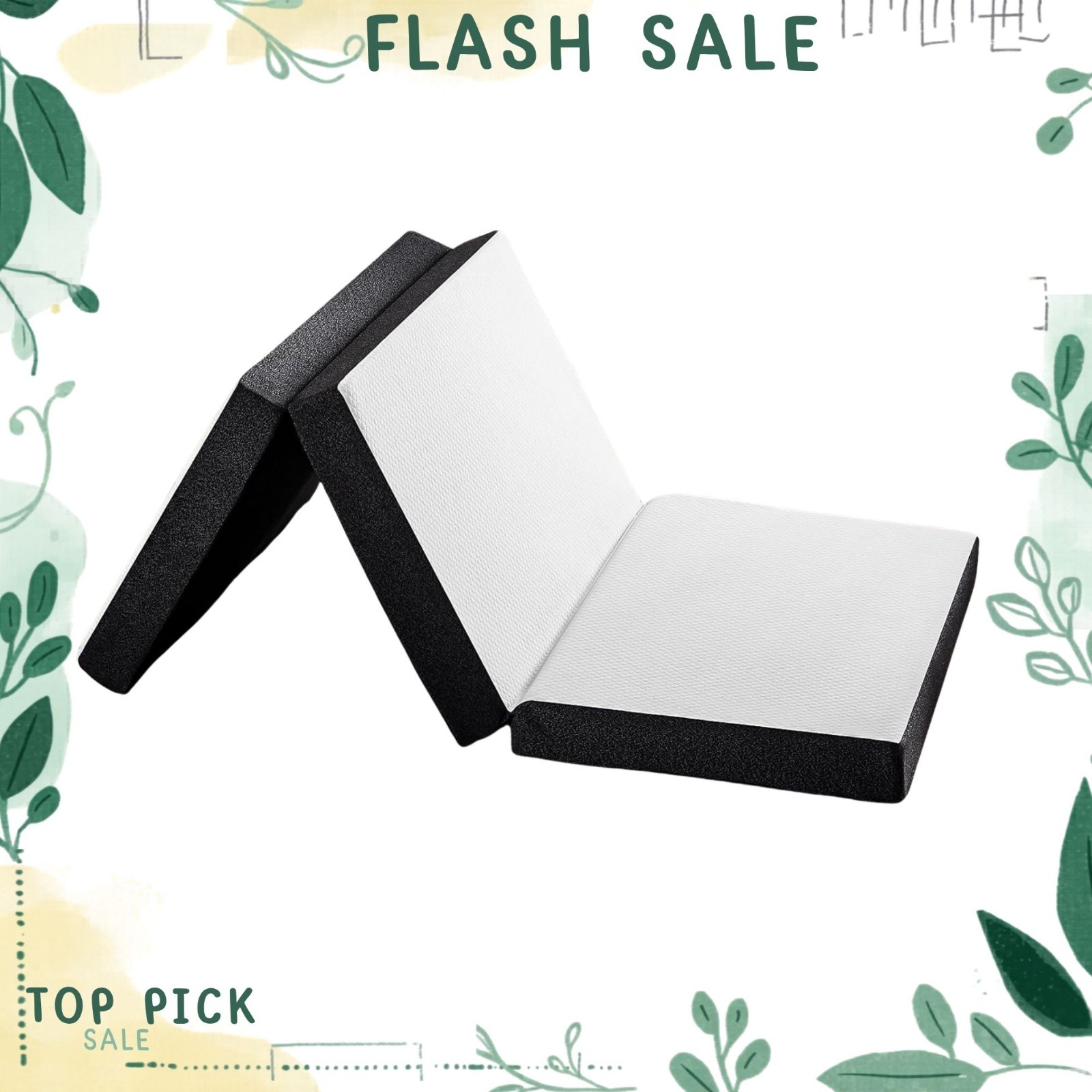 NEW 3 Inch Queen Tri-Fold Memory Foam Mattress Topper Folding Floor Bed