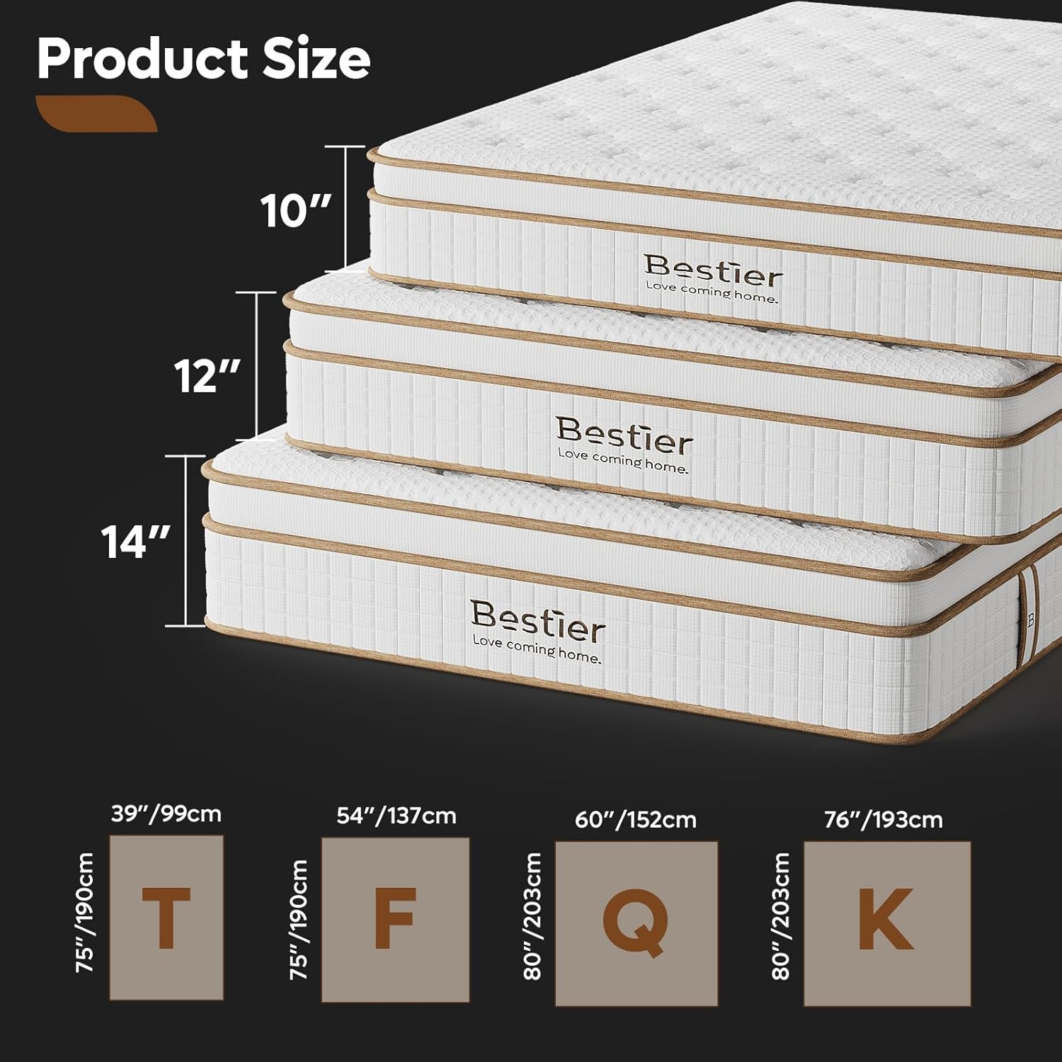12″ King Hybrid Mattress with Cooling Cover & Edge Support for Back Pain Relief