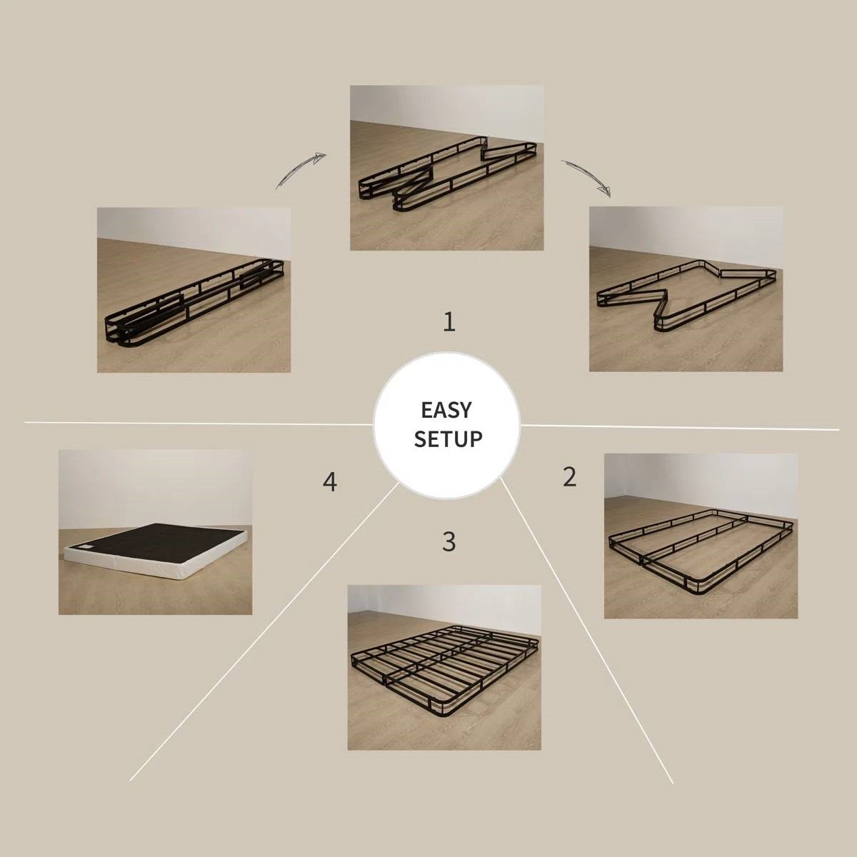 Full 8in Metal Box Spring Mattress Foundation with Cover