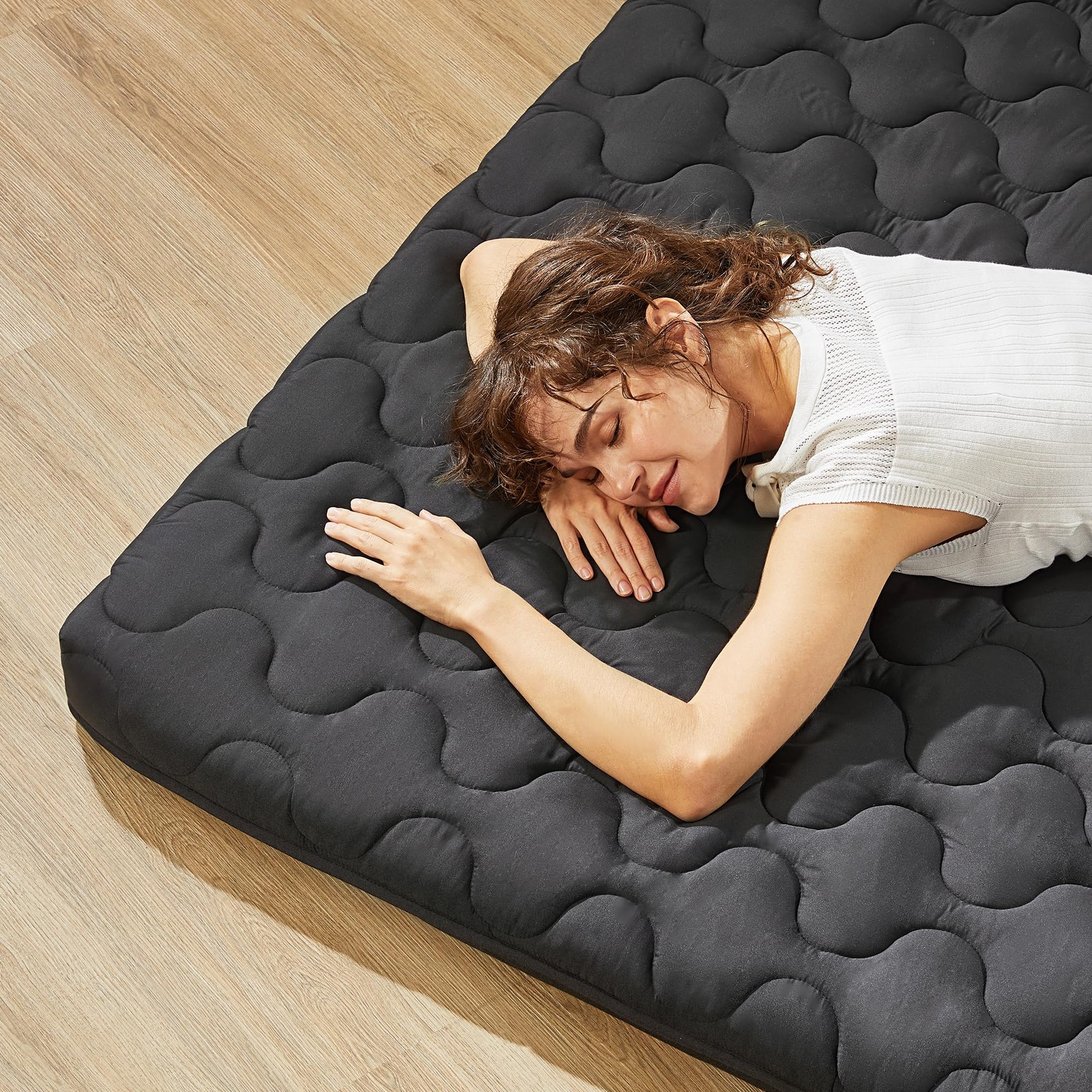 Japanese Floor Mattress, Futon Mattress Queen Size 3″ Thick Portable Sleeping…