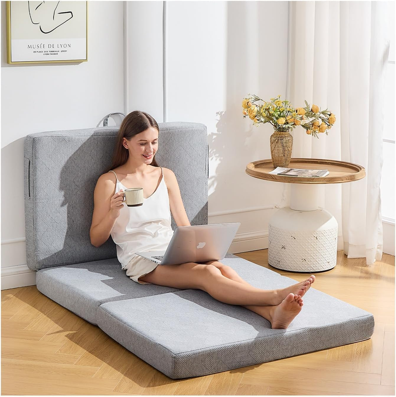 Queen Trifold Mattress 6″ – Foldable, Washable, Non-Slip for RV/Camping/Guests