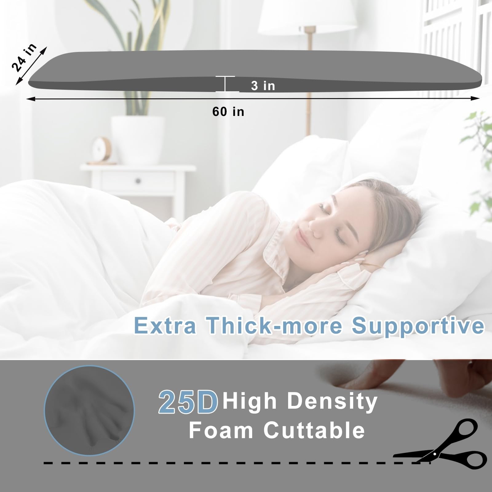 Extra Thick 3″ Sagging Mattress Support, 60″ L High Density Under Mattress Su…