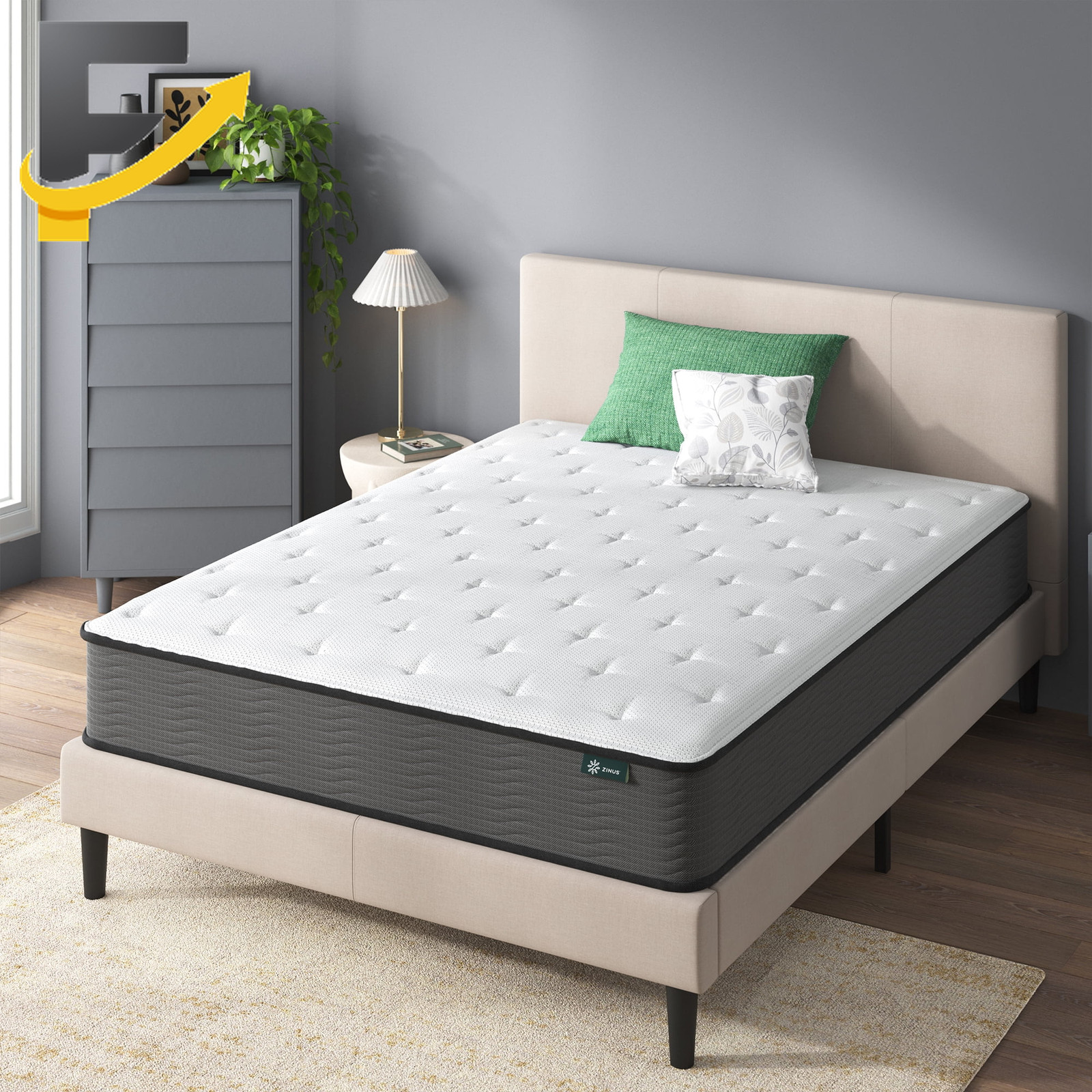 Zinus Support Plus 10″ Twin Tight Top Medium Hybrid Mattress with Comfort Foam