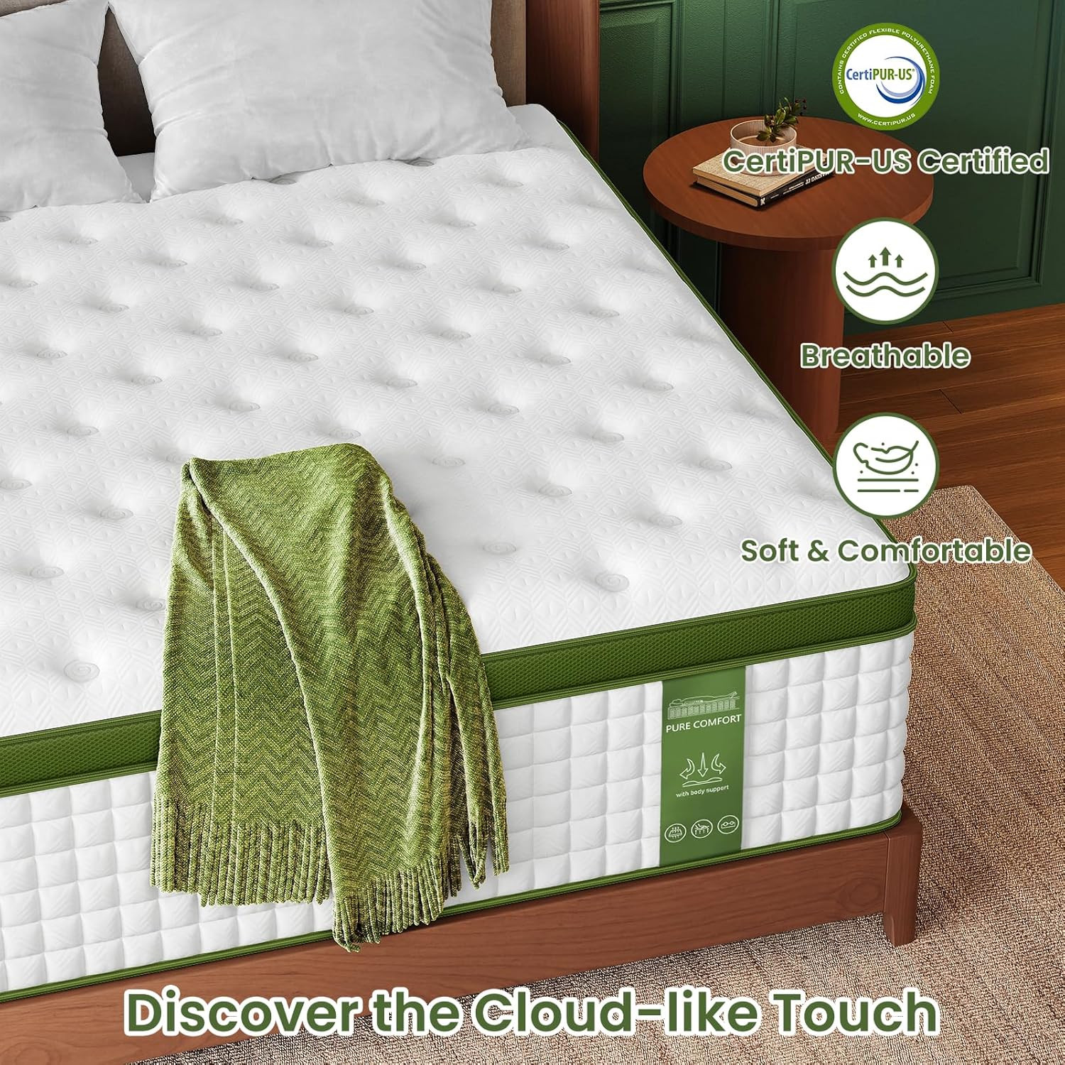 BedStory Queen Mattress 14 Inch, Firm Hybrid Mattresses – Cooling Gel & Pocket S