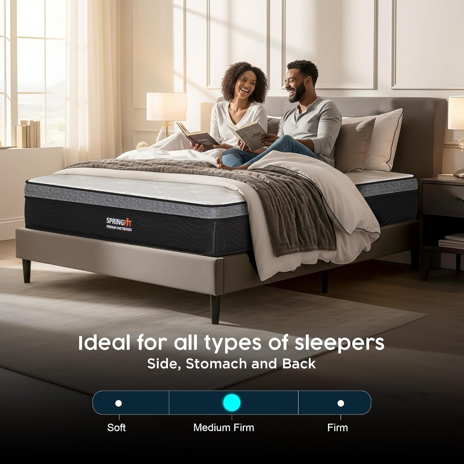 10″ King Size Hybrid Pocket Spring Mattress – Medium Firm & CertiPUR-US Certifie
