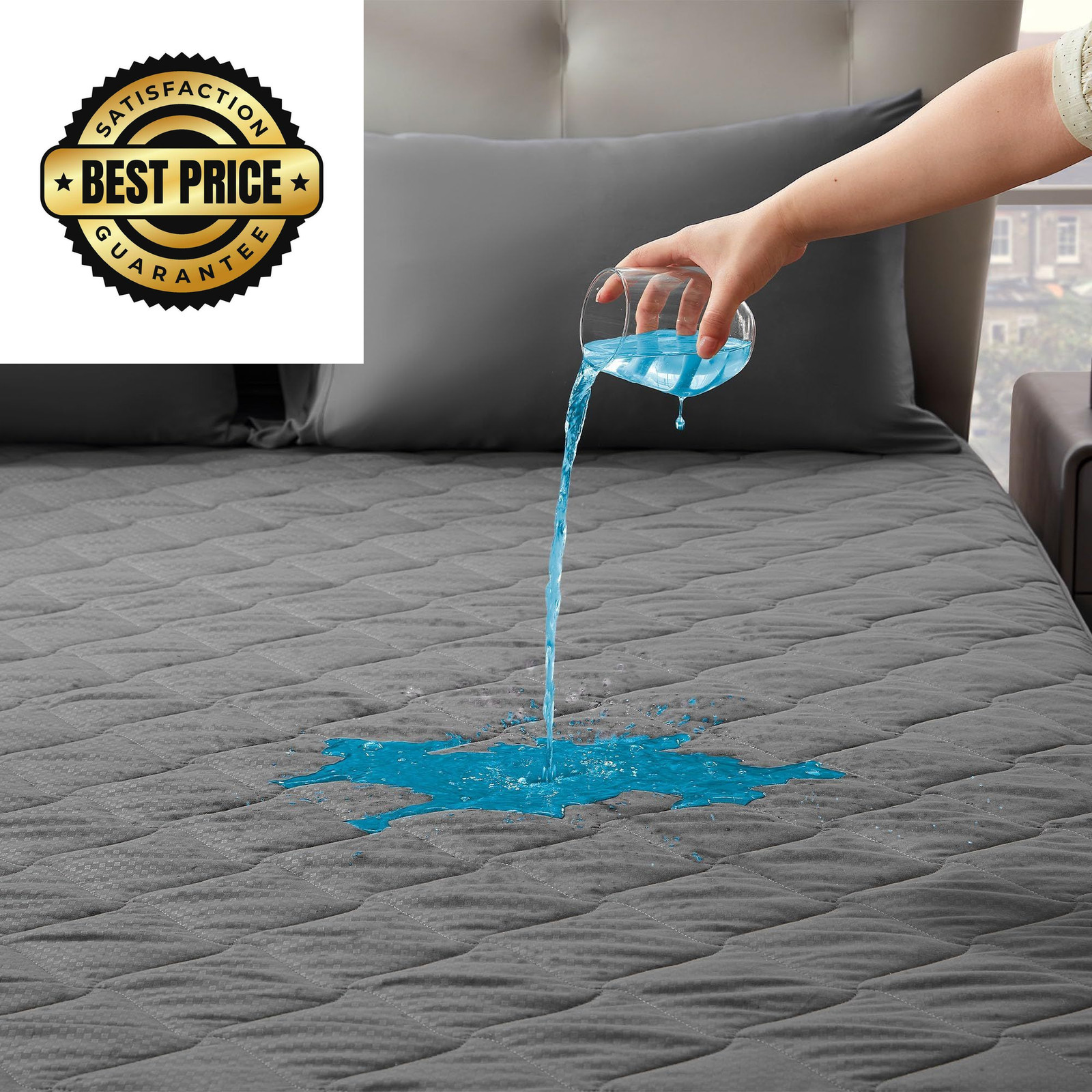 SLEEP ZONE Waterproof Mattress Protector Pad King Machine King, Gray