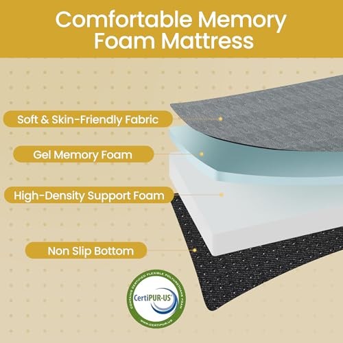 Tri Folding Mattress Size – 6 Inch Dual-Layer Memory Foam Foldable Queen Grey