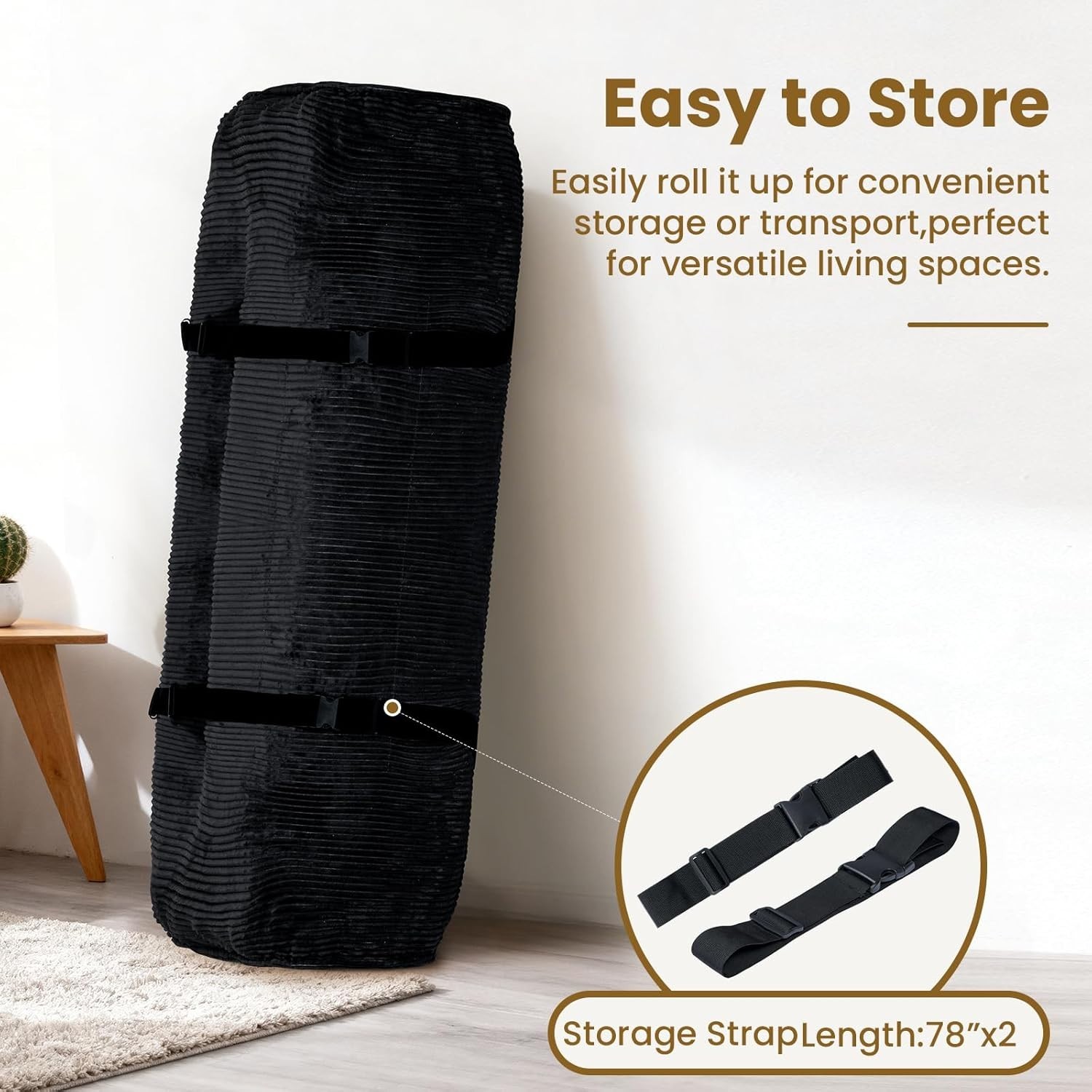 10″ Futon Mattress Queen Size Futons Sofa Couch Bed with Straps Thick Corduroy