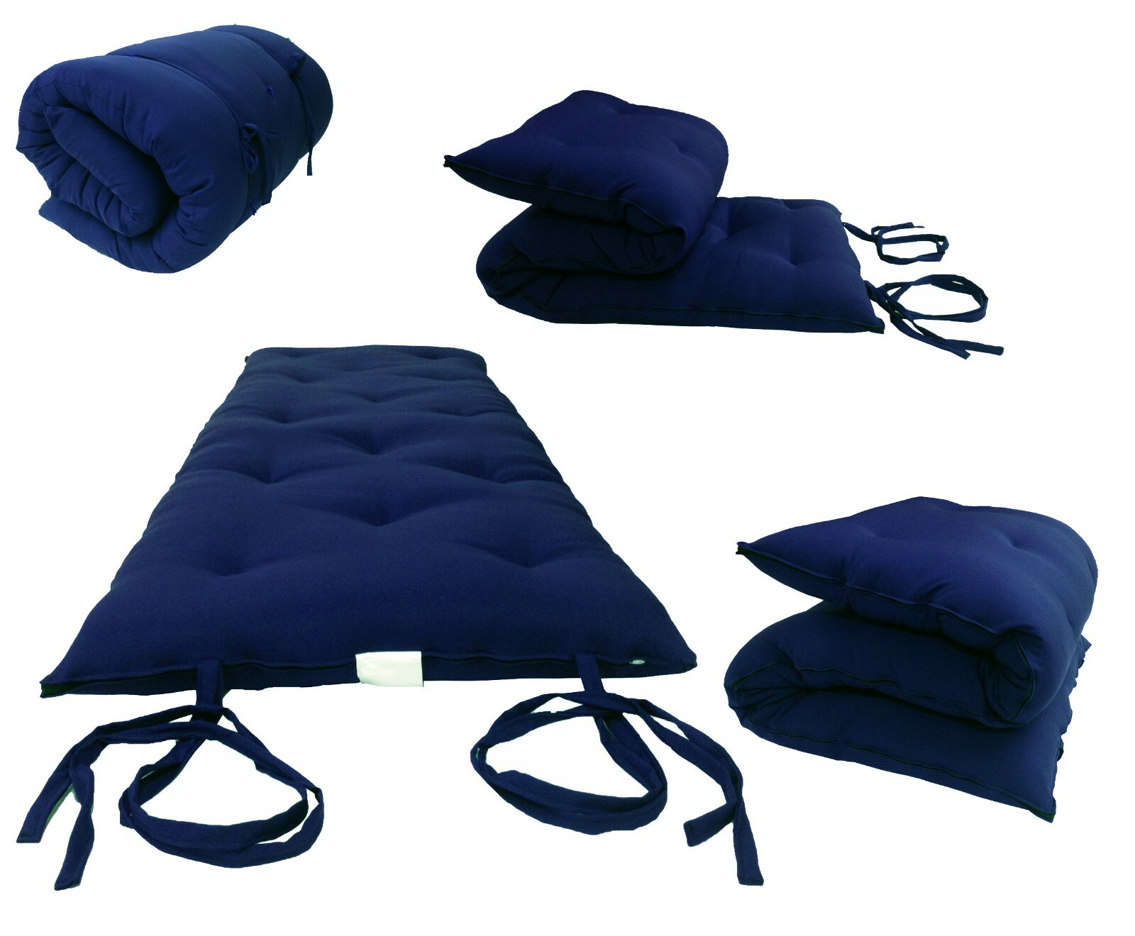 Queen Japanese Floor Rolling Futon Mattresses, Cotton Pads 3x60x80 Navy Blue