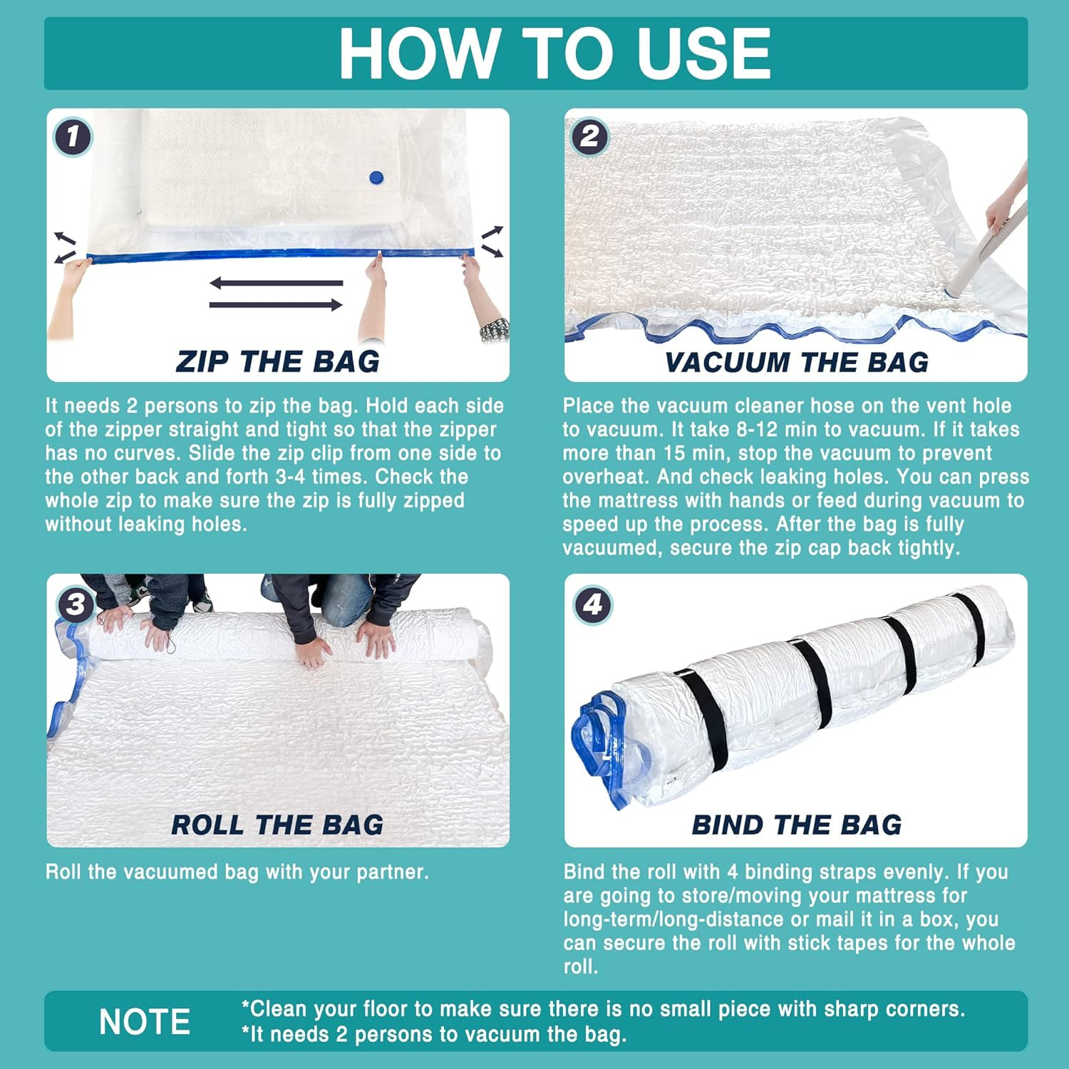 Queen Size Mattress Vacuum Bag for Memory Foam/Latex Mattress Upto 14 Inch, Movi