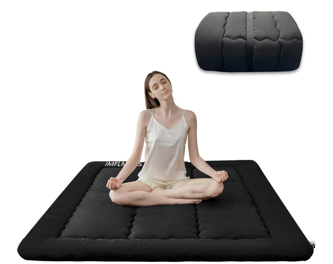 Japanese Floor Mattress Futon Mattress,3″ Foldable Tatami Sleeping Pad for Ad…