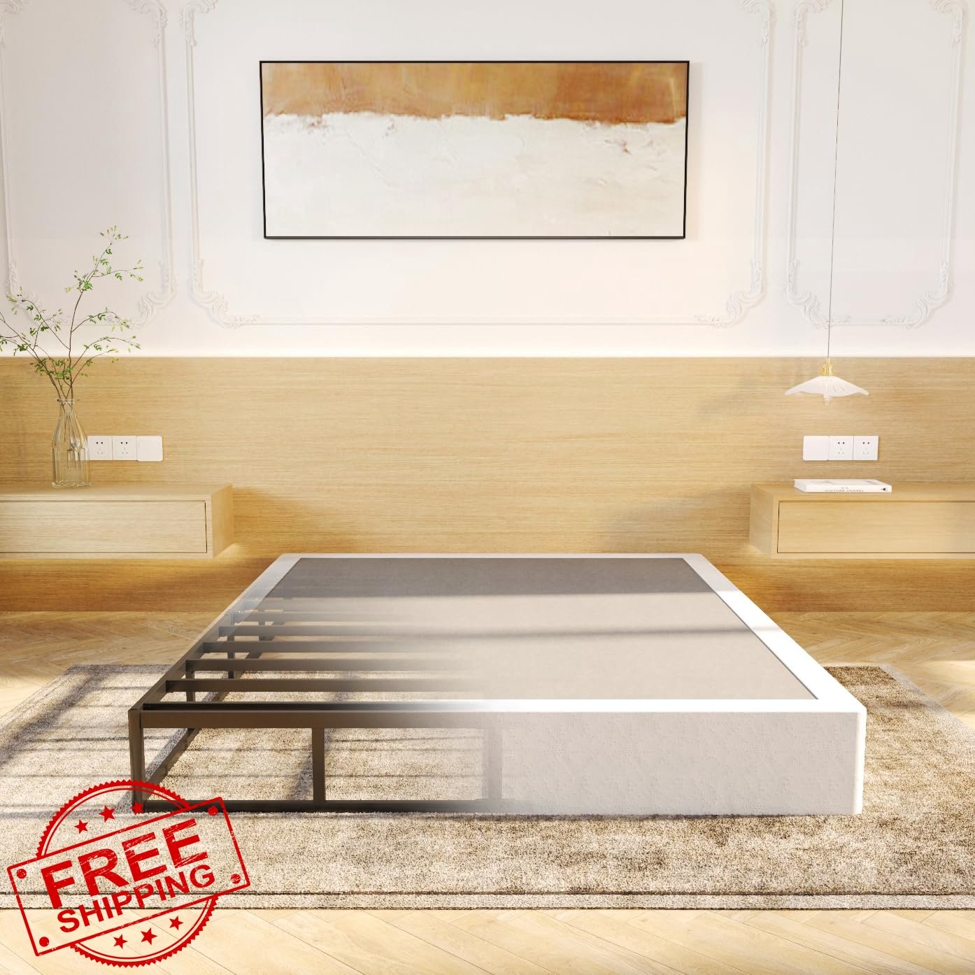 LUMUNANCE Cal King Box Spring 9 Inch Metal Mattress Foundation