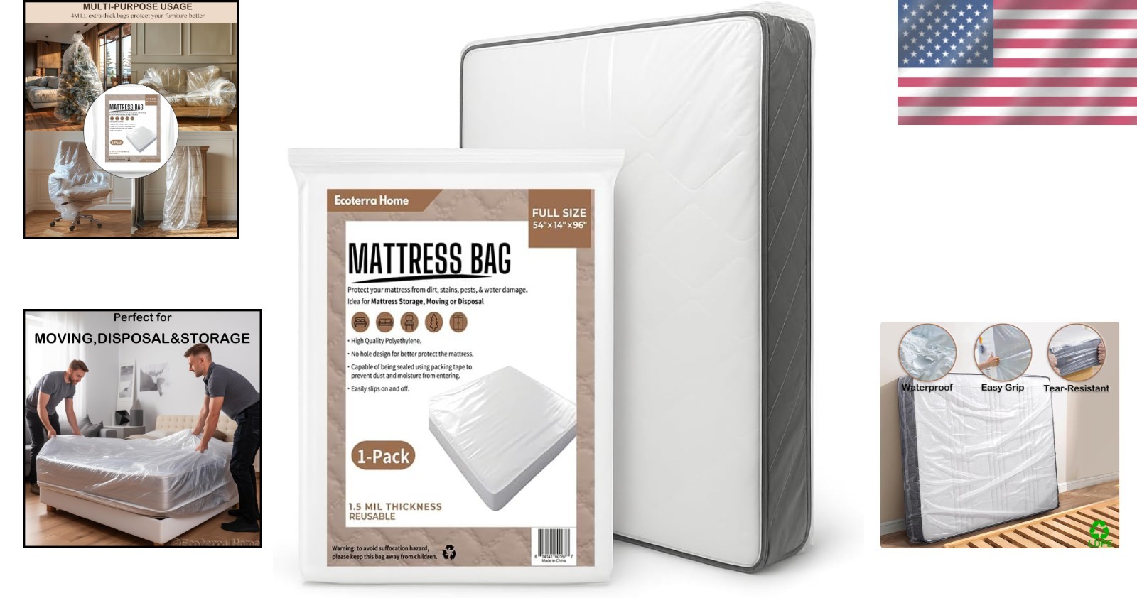 Protective Mattress Cover for Full/Twin XL – Waterproof with Clear Polyethylene