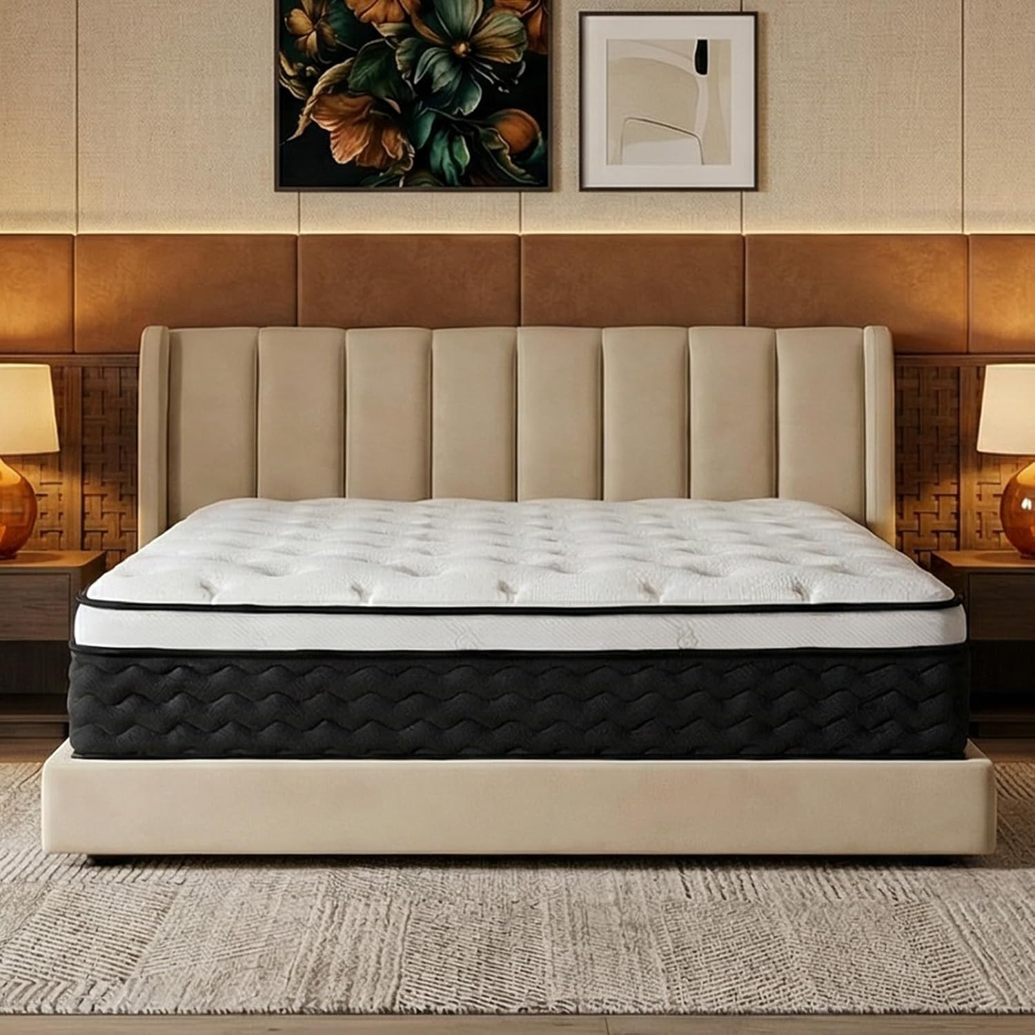 Queen Mattress 12 Inch,Medium Firm Hybrid Queen Size Mattress in a Box, Memory F