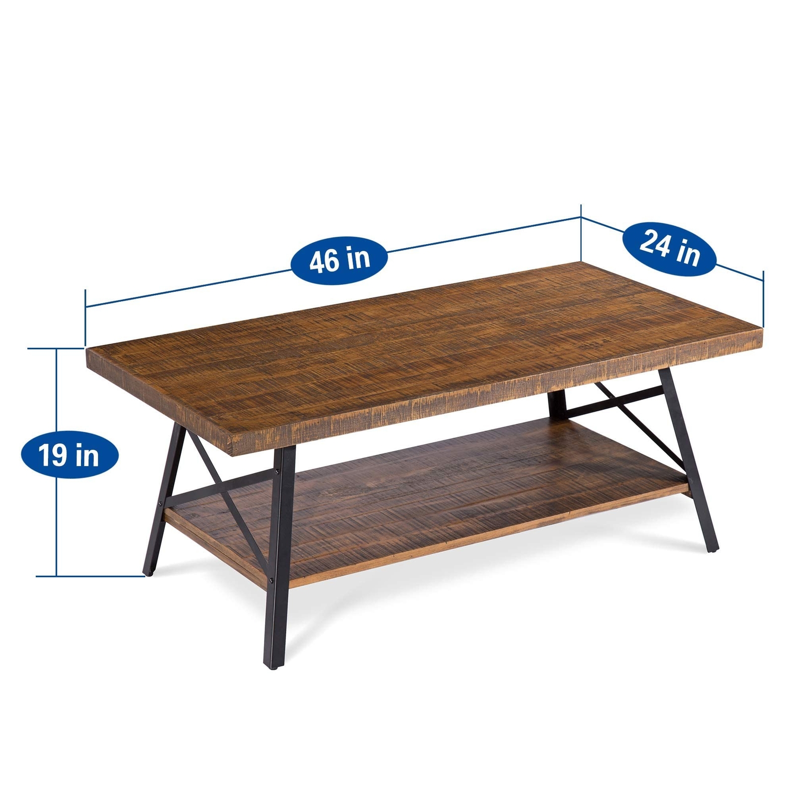Olee Sleep Cocktail Table with Metal Legs, Rustic Brown