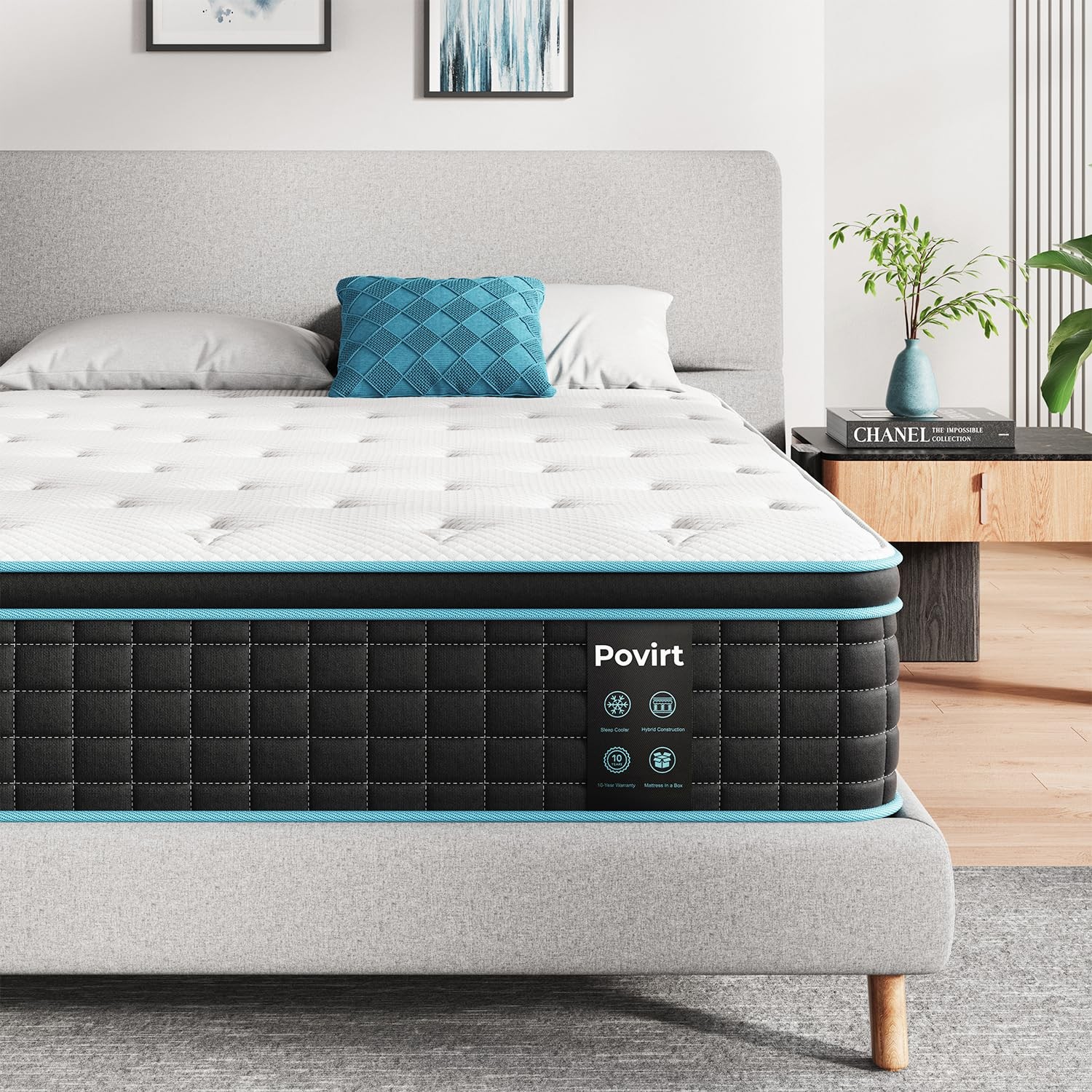 Queen Mattress 12 Inch, Pocket Spring Hybrid Queen Size Mattress in a , Memor…