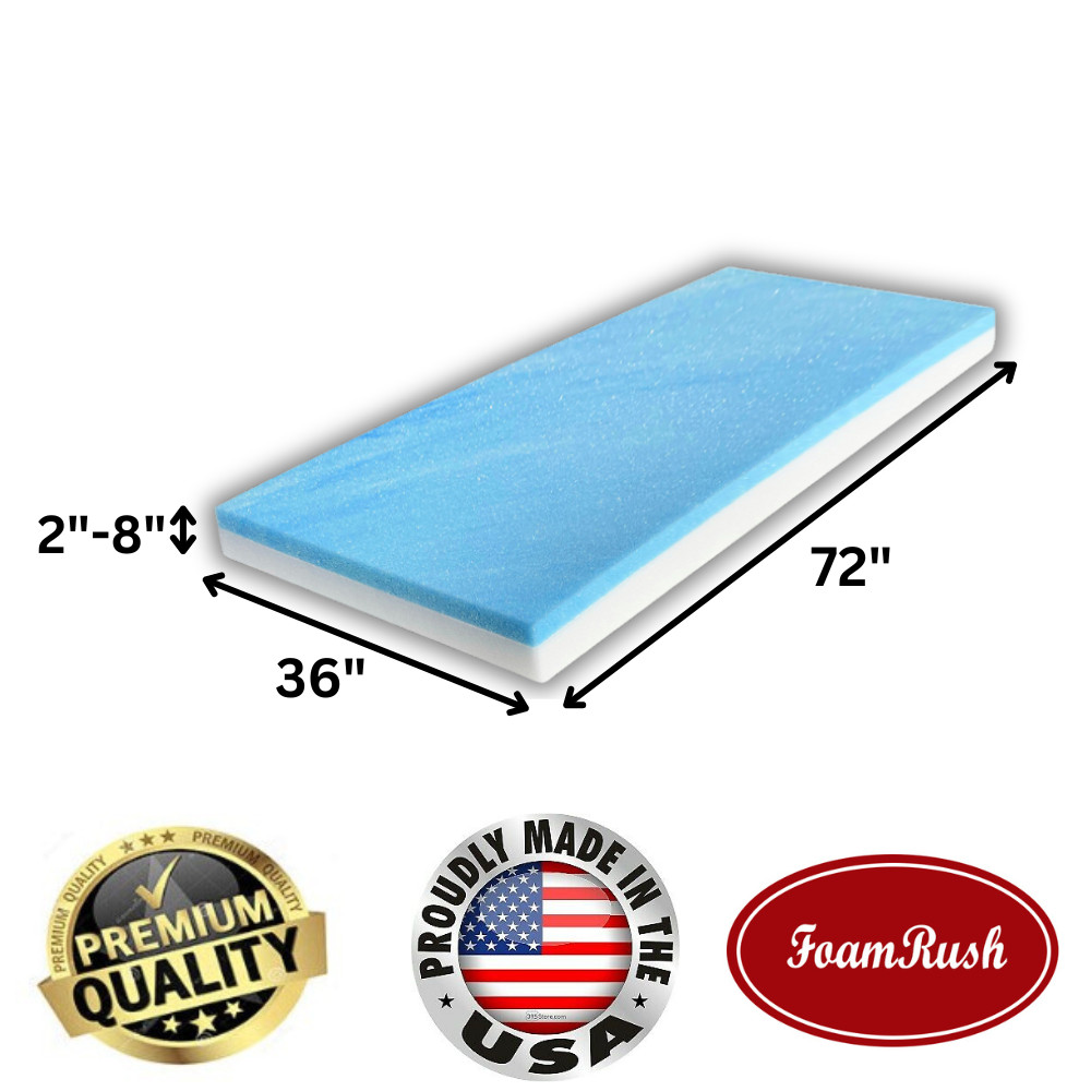 FoamRush Bunk (36″ x 72″) Cooling Gel Memory Foam RV Mattress Medium Firm USA