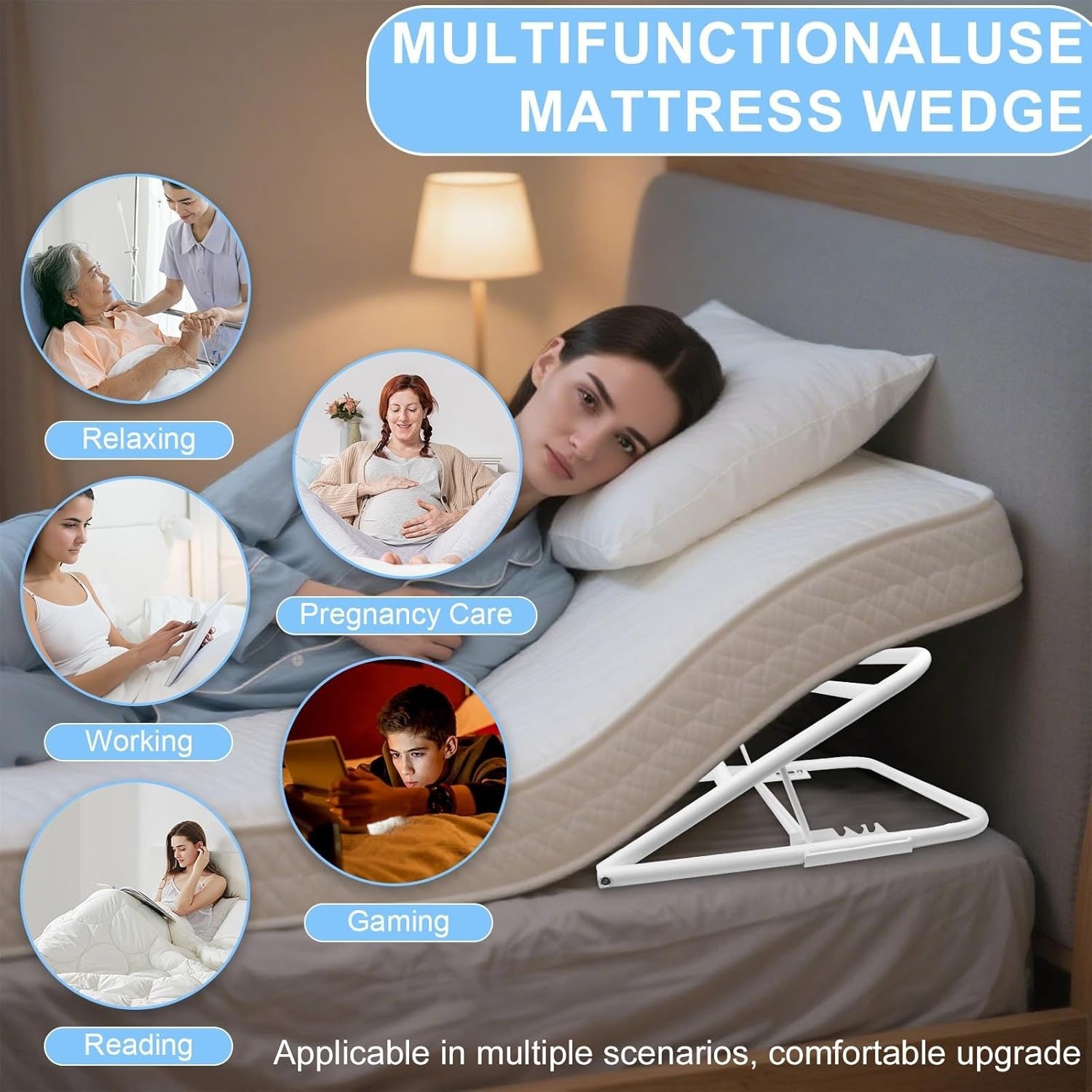 Adjustable Bed Wedge 2 Pack for Sleep Support, Acid Reflux & Back Pain Relief