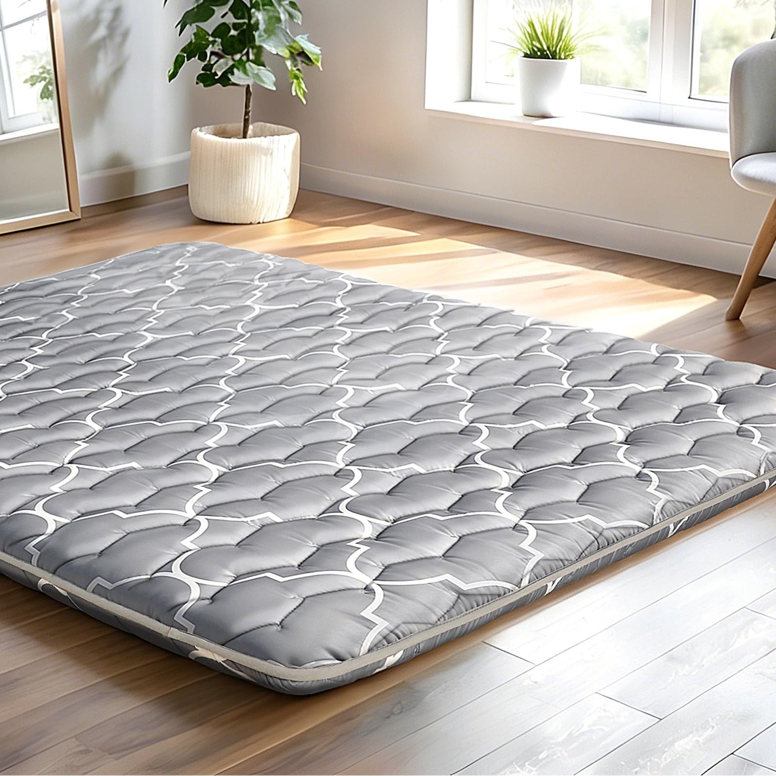 Thick Japanese Floor Futon Mattress Full Size, 5-Layer Twin Japanese Tatami M…