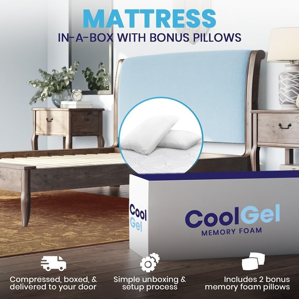 Classic Brands Chill Memory Foam 14-Inch Mattress with 2 BONUS Pillows |Certipu