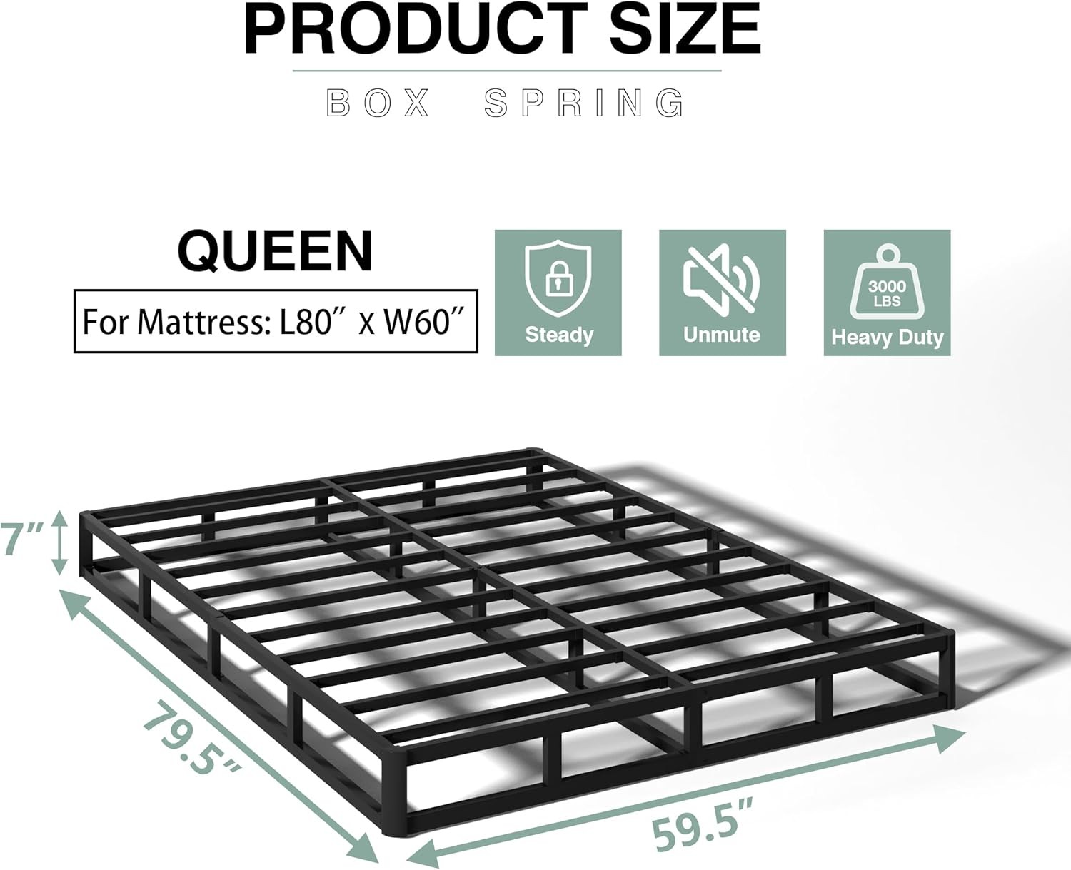 Duty Mattress Foundation 3000 lbs, Noise-Free, Easy Assembly​