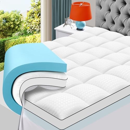 MASVIS Size Dual Layer 4 Inch Memory Foam King 2″Memory Foam+2″Mattress Topper