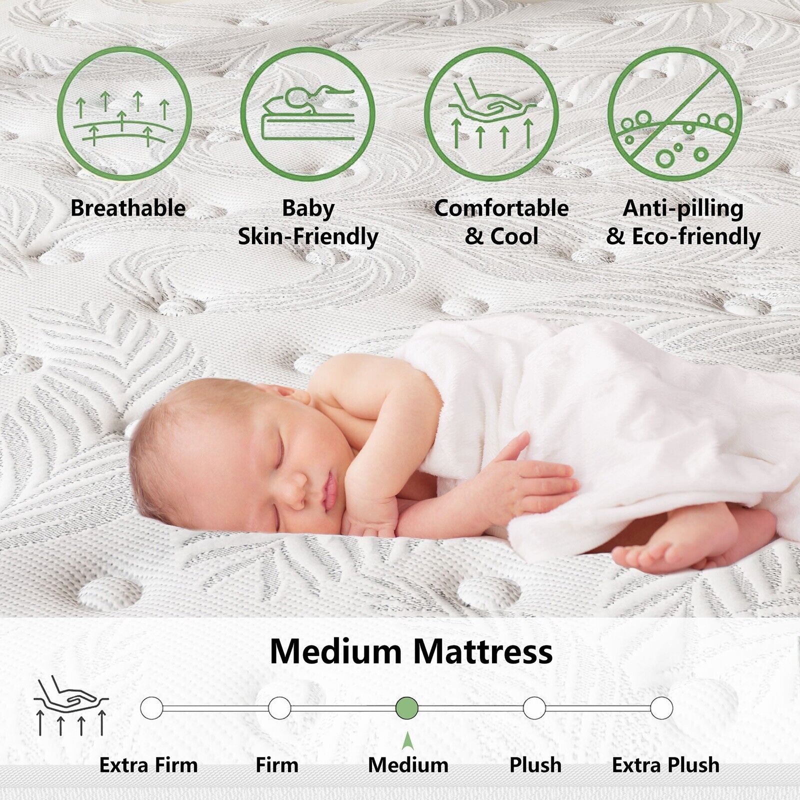 14″ Twin XL Mattress Cooling Gel Memory Foam Twin XL Spring Hybrid Mattress