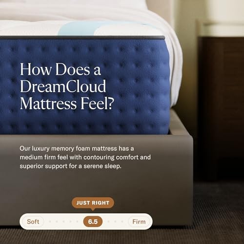 DreamCloud Premier 13″ Cal King Mattress – Luxury Gel Memory Foam White/Blue