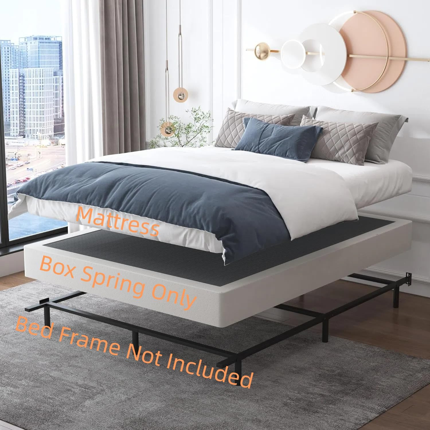 Heavy Duty King Size Box Spring, 5″ High, Easy Assembly, Noise Free