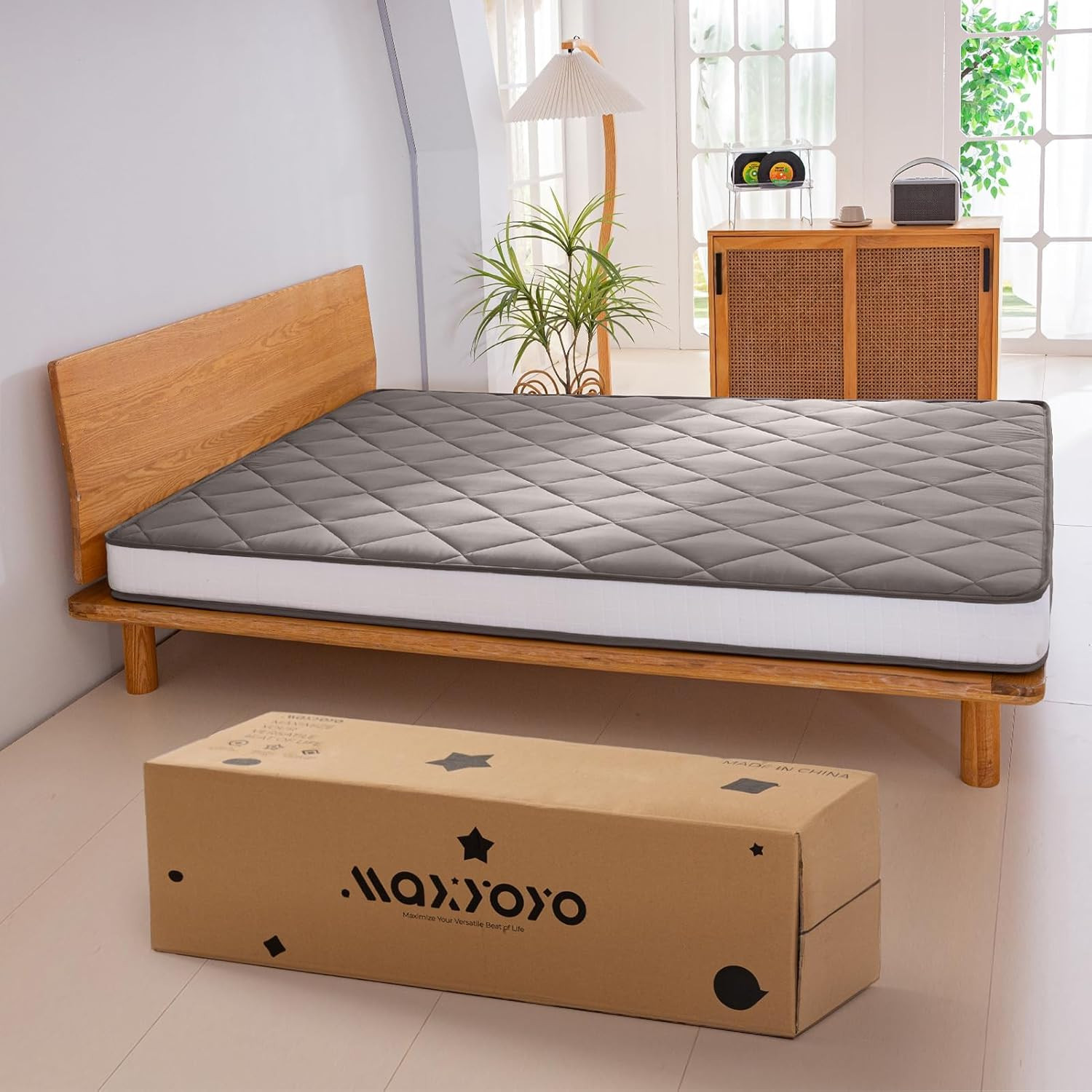 6″ Extra Thick Full Size Futon Mattress – Dark Grey Diamond Pattern Roll-Up Bed