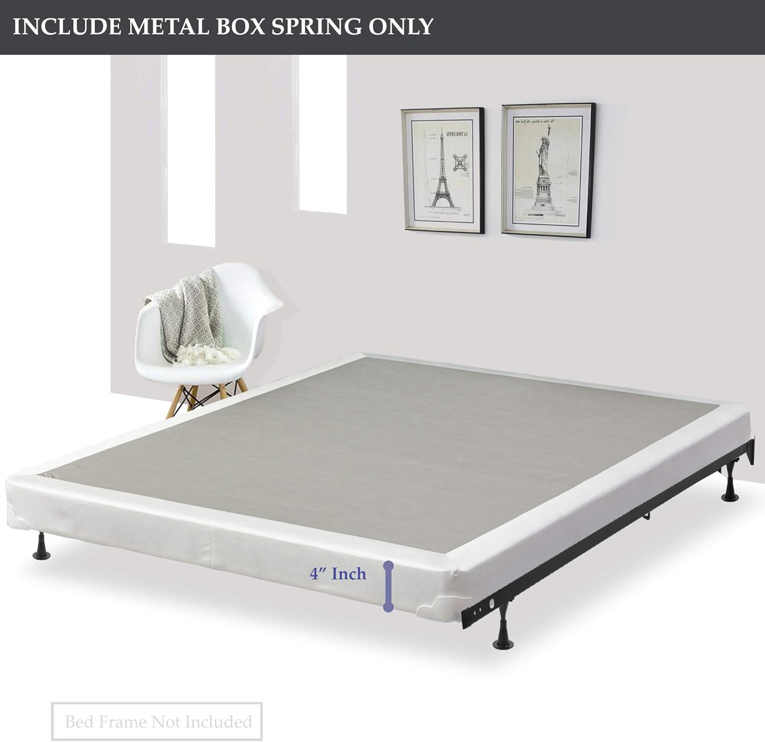 Metal Box Spring/Foundation for Queen Mattress – Mink Color